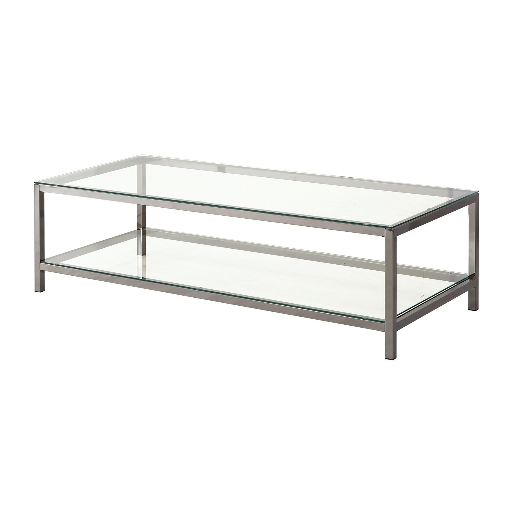 Coaster Furniture Trini 720228 1-shelf Glass Top Coffee Table - Black Nickel - Image 1