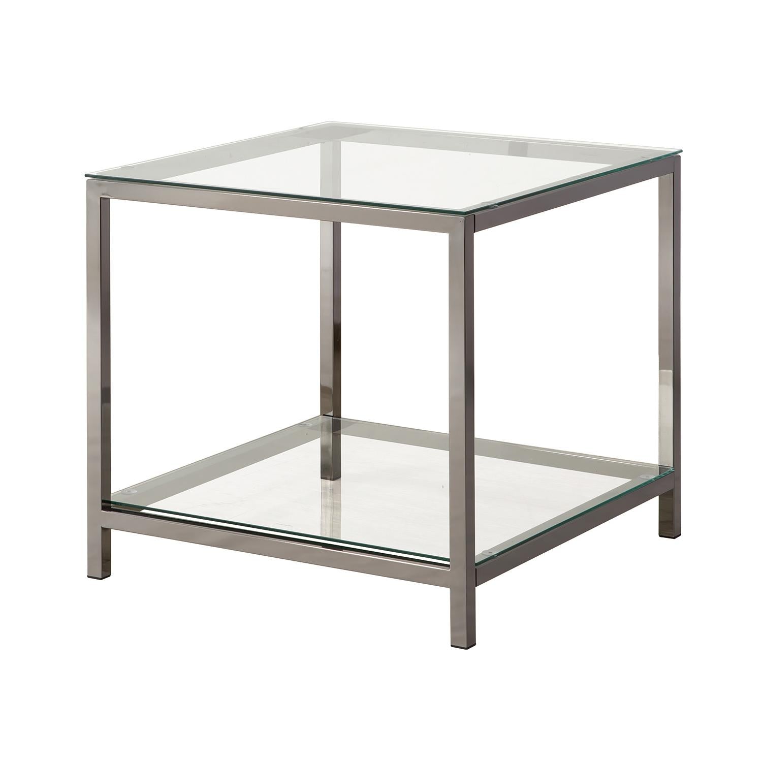 Coaster Furniture Trini 720227 1-shelf Glass Top Side End Table - Black Nickel - Image 1
