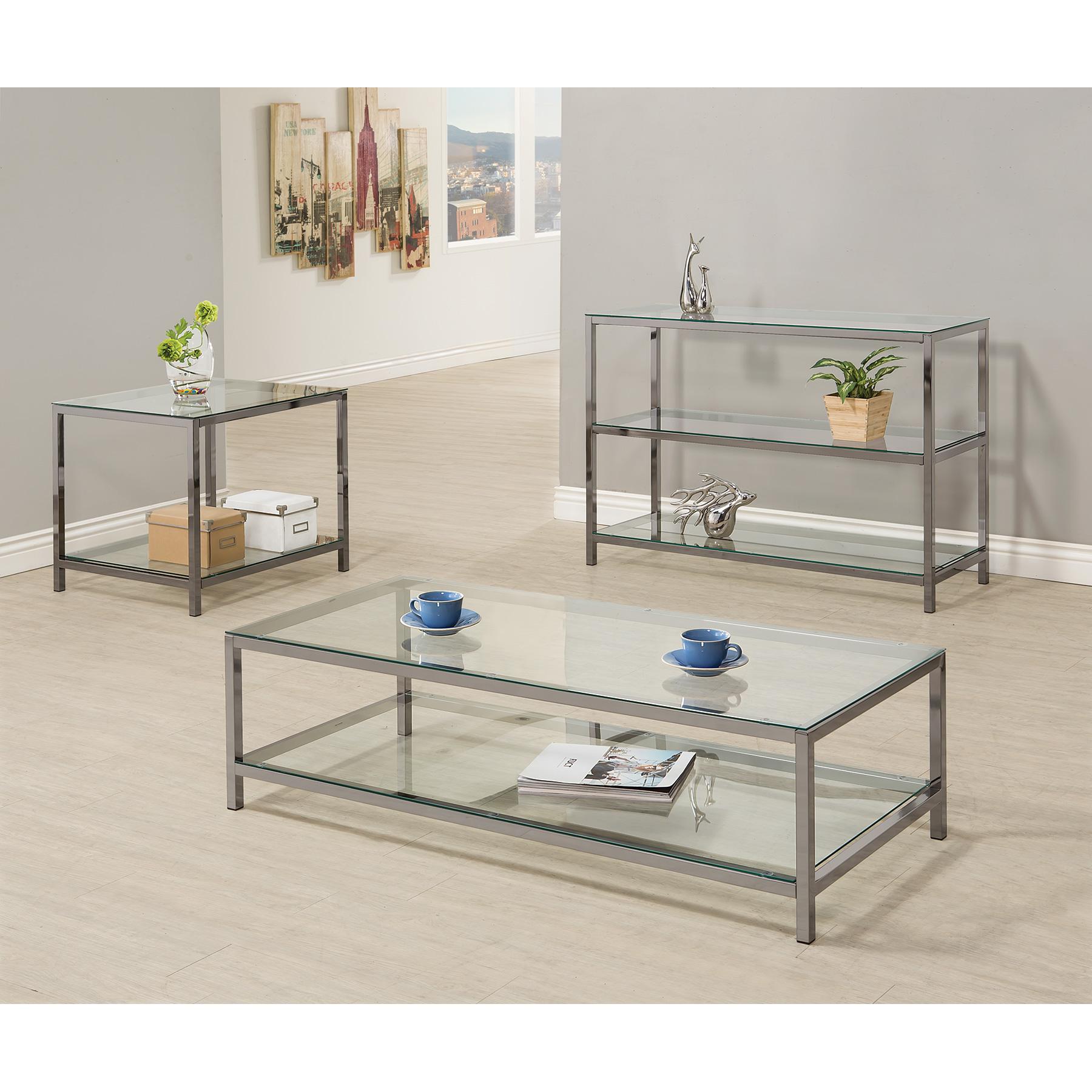Coaster Furniture Trini 720227 1-shelf Glass Top Side End Table - Black Nickel - Image 3