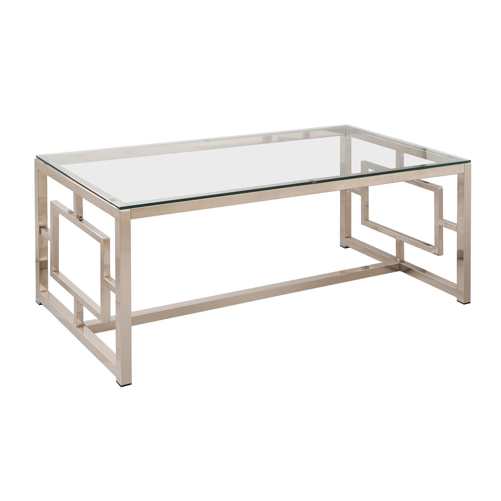 Coaster Furniture Merced 703738 Rectangular Glass Top Coffee Table - Nickel - Image 1