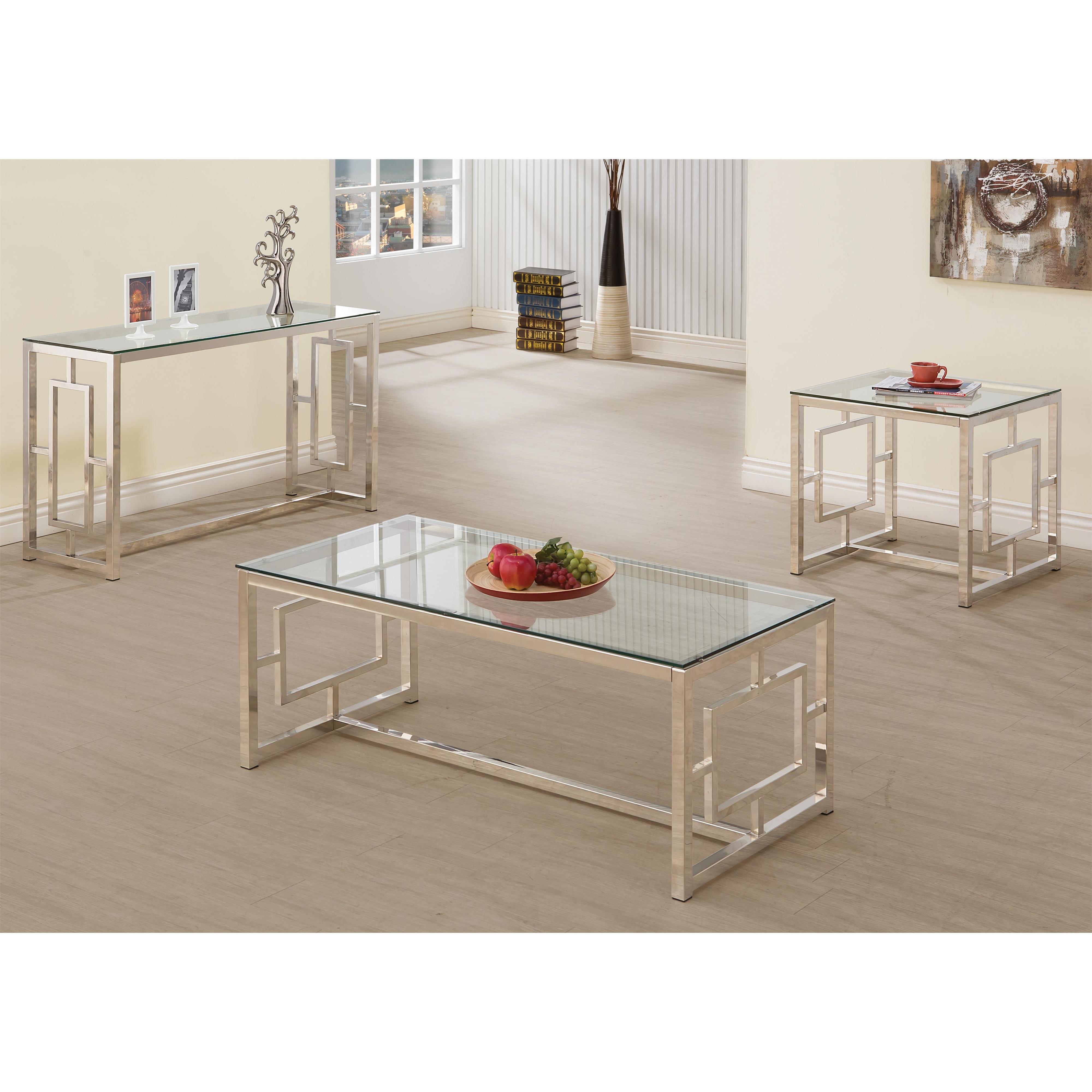 Coaster Furniture Merced 703739 Glass Top Metal Entryway Sofa Console Table - Nickel - Image 3