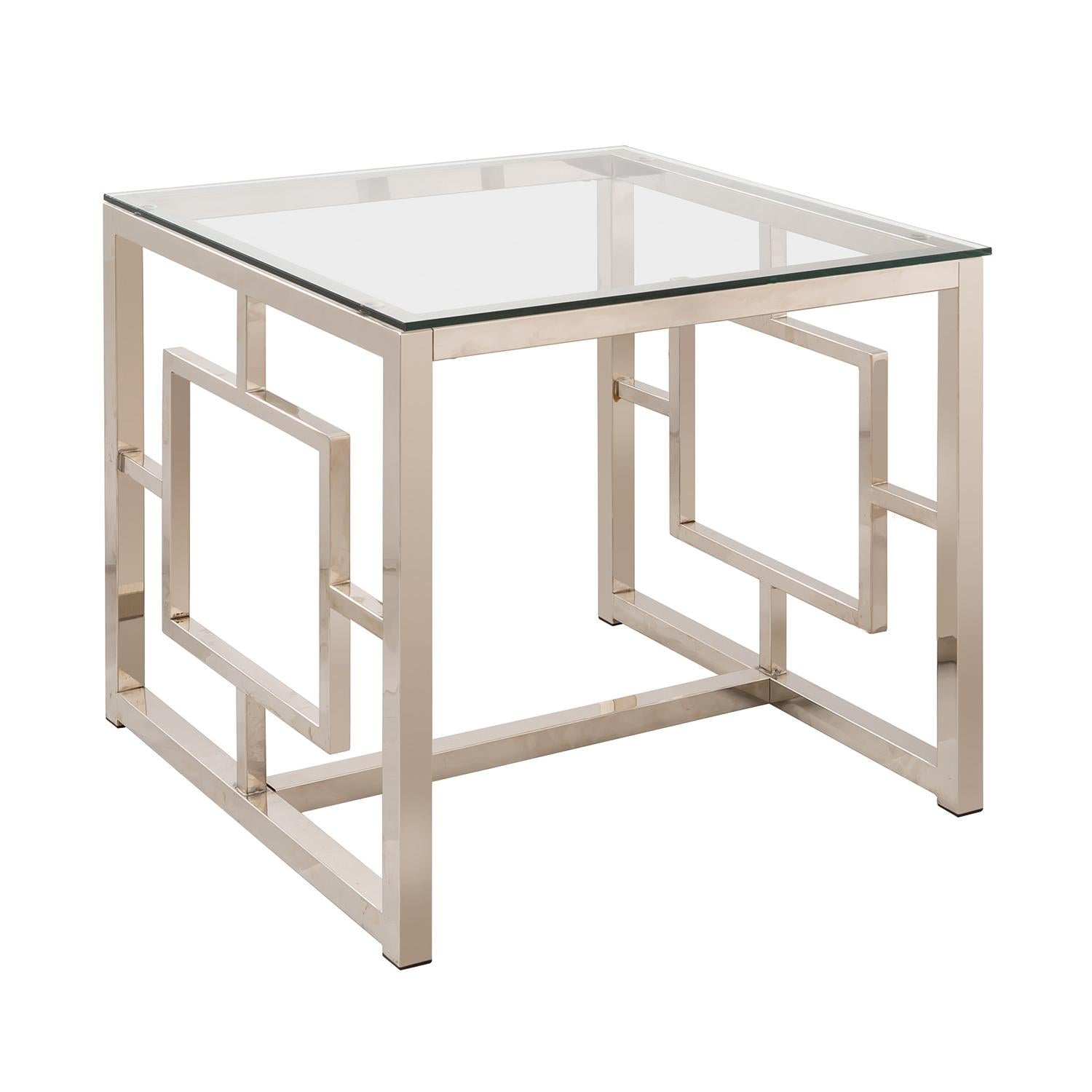 Coaster Furniture Merced 703737 Square Glass Top Side End Table - Nickel - Image 1