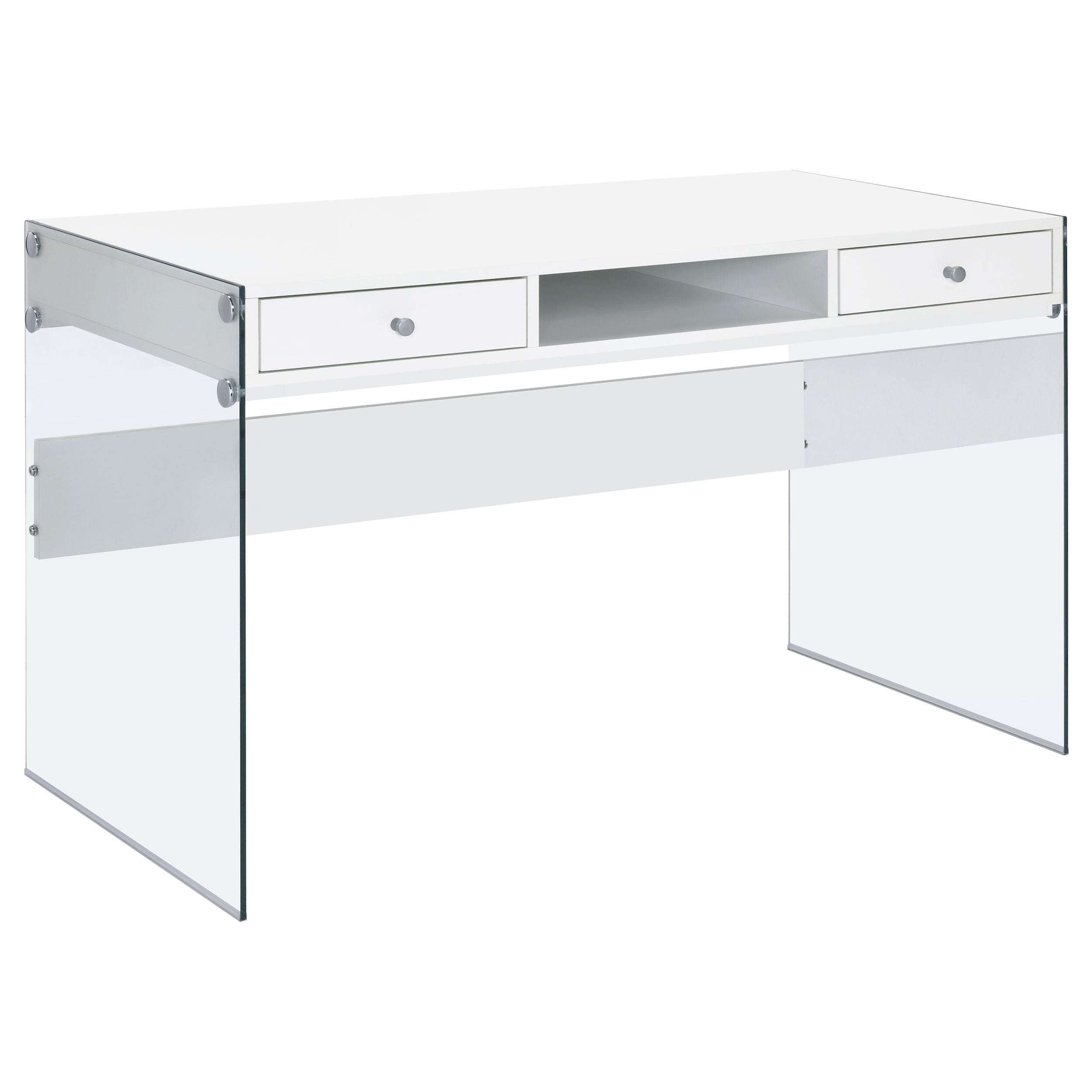 Coaster Furniture Dobrev 800829 48-inch 2-Drawer Writing Desk – White High Gloss