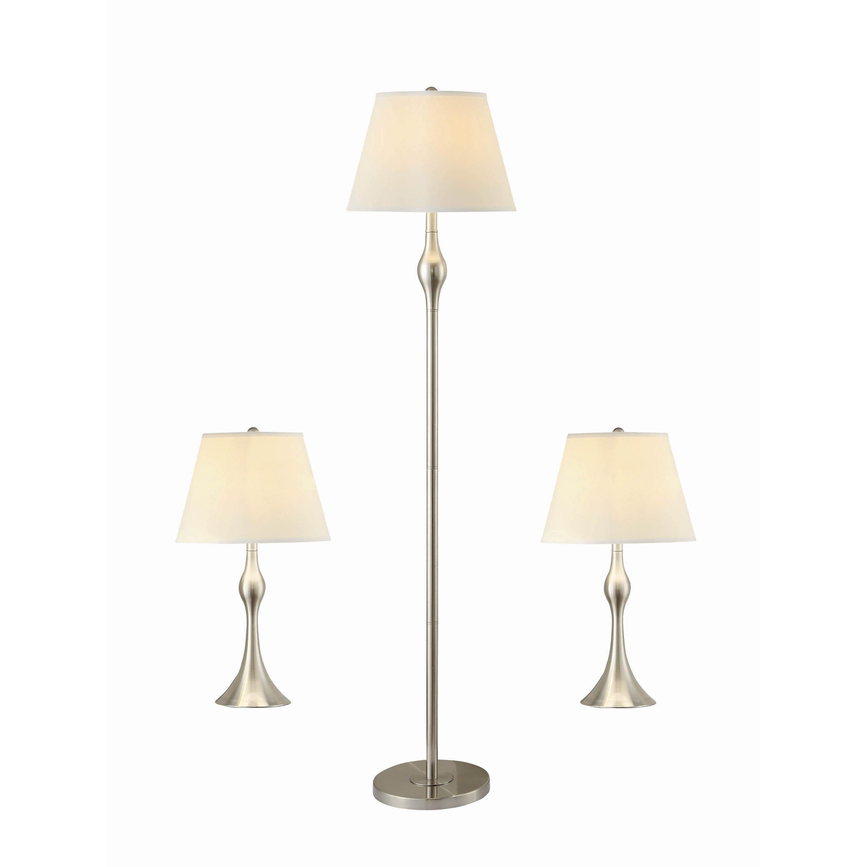 Coaster Furniture Griffin 901235 3-piece Floor and Table Lamp Set – Brushed Nickel