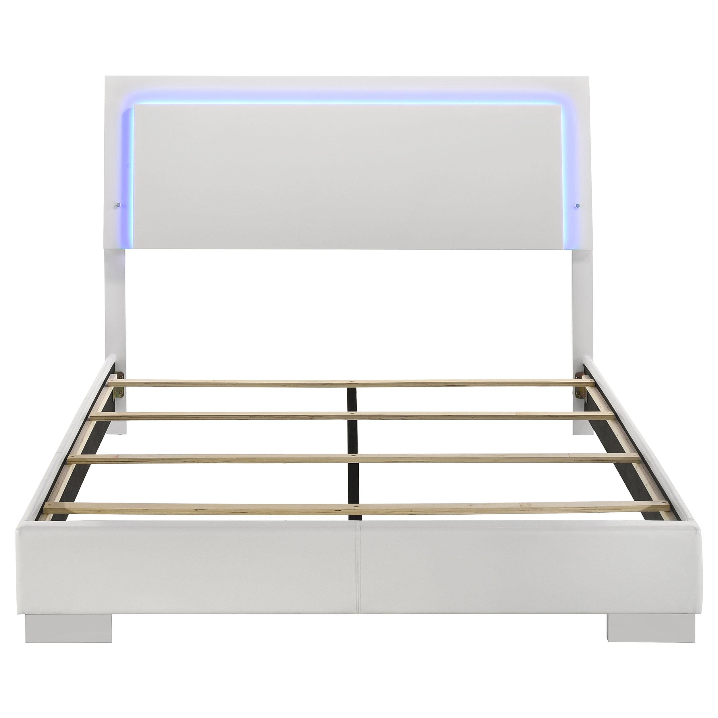 Coaster Furniture Felicity 203500Q Wood Queen LED Panel Bed - White High Gloss - Image 3