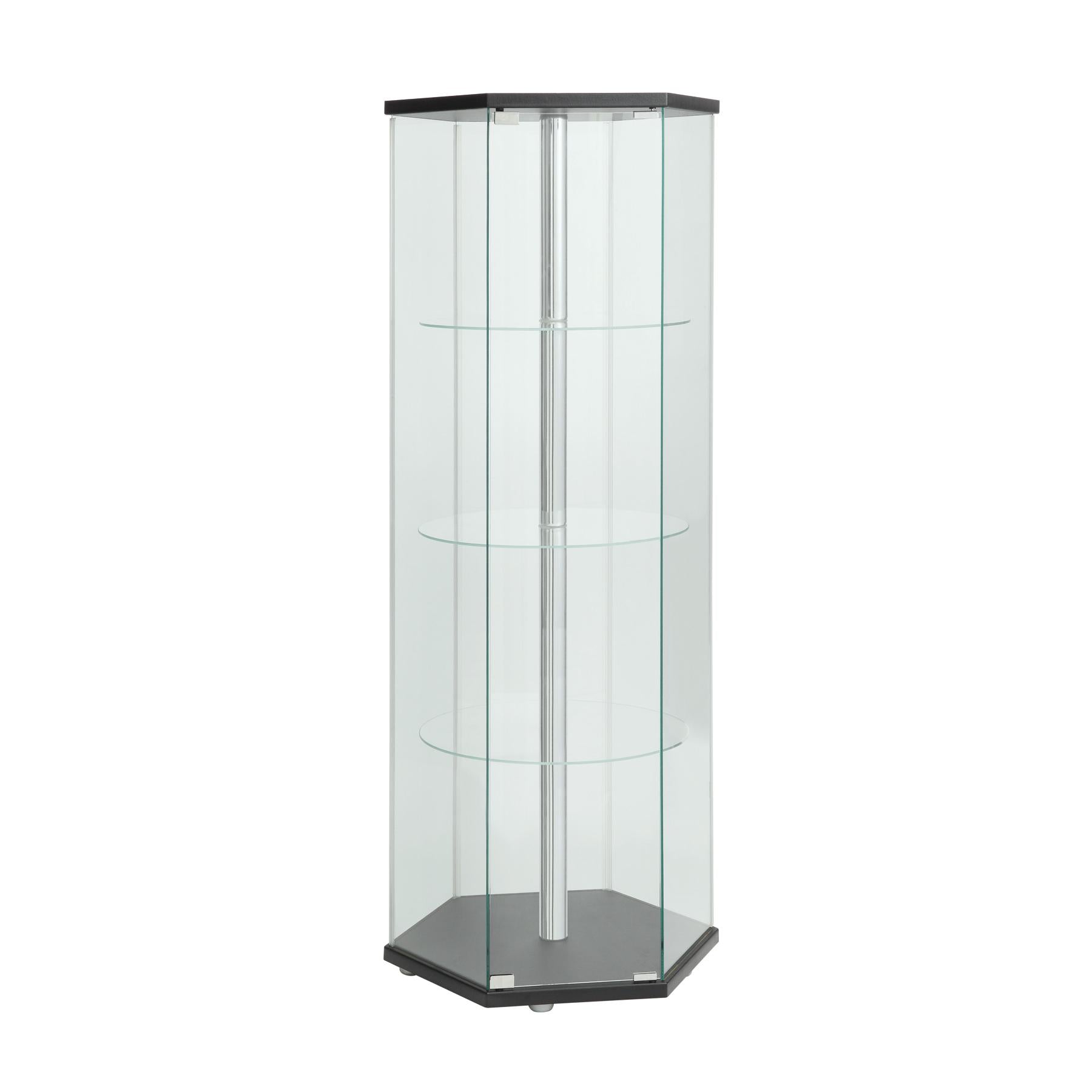 Coaster Furniture Zahavah 950276 4-shelf Hexagonal Clear Glass Curio Cabinet – Black