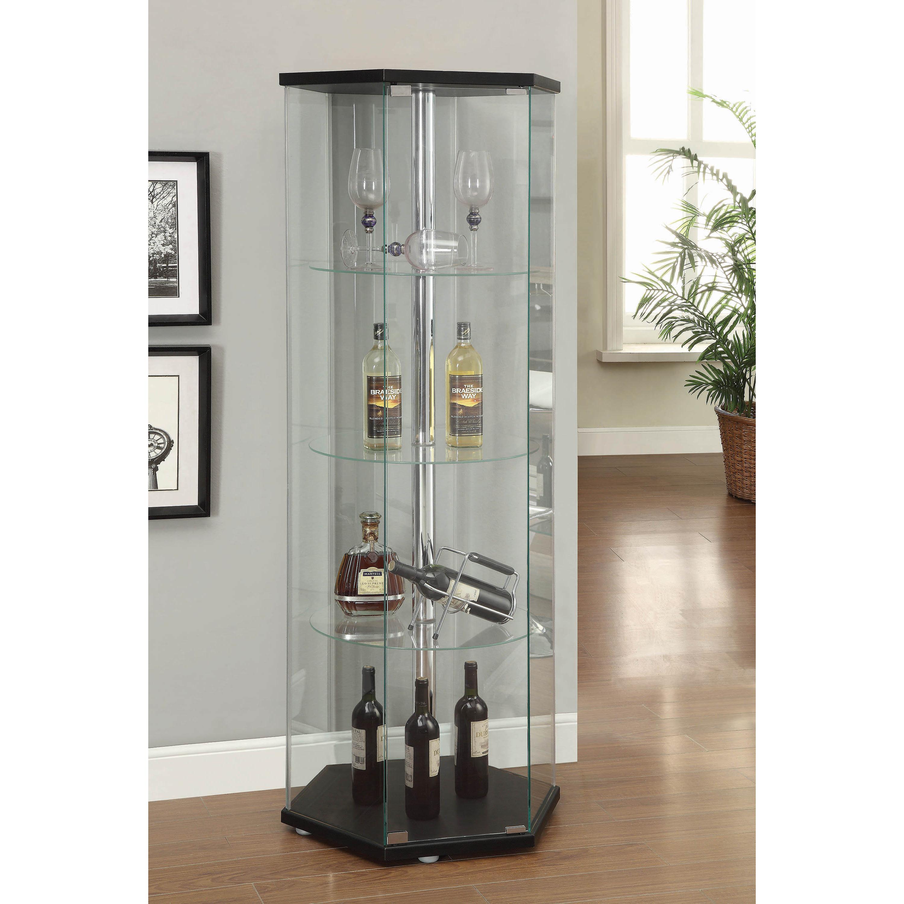 Coaster Furniture Zahavah 950276 4-shelf Hexagonal Clear Glass Curio Cabinet - Black - Image 2