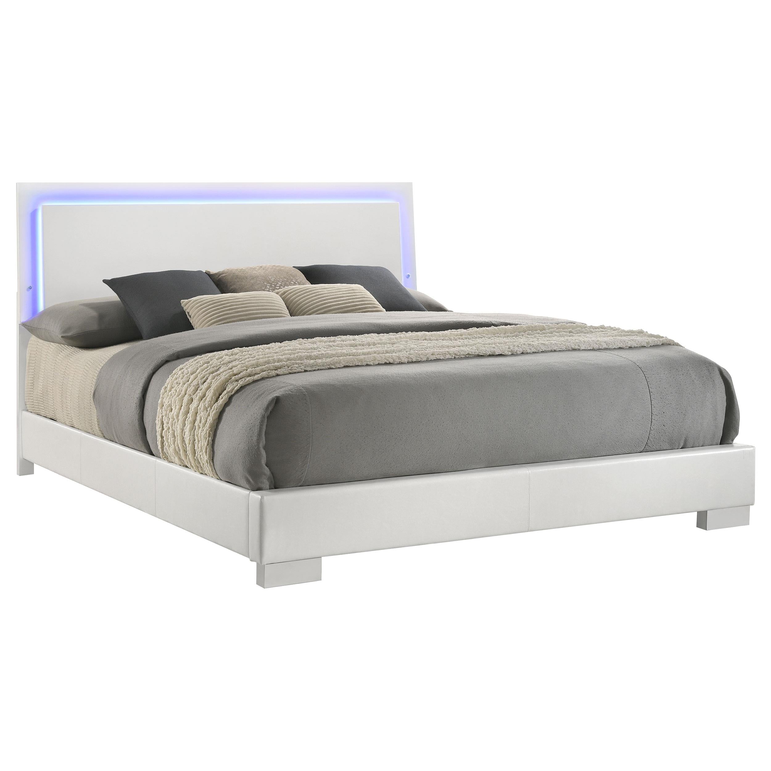 Coaster Furniture Felicity 203500KE Wood Eastern King LED Panel Bed - White High Gloss - Image 2