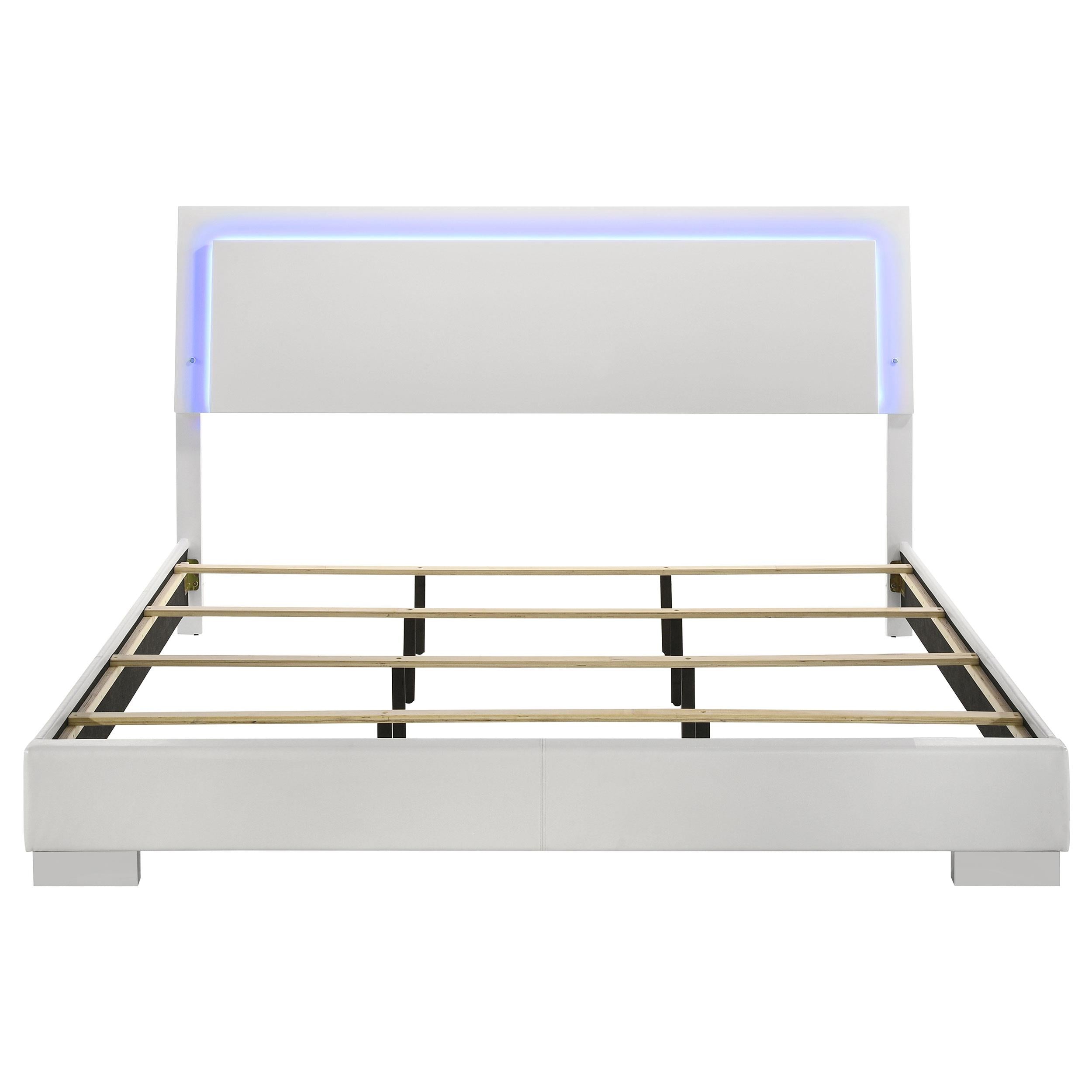 Coaster Furniture Felicity 203500KE Wood Eastern King LED Panel Bed - White High Gloss - Image 3