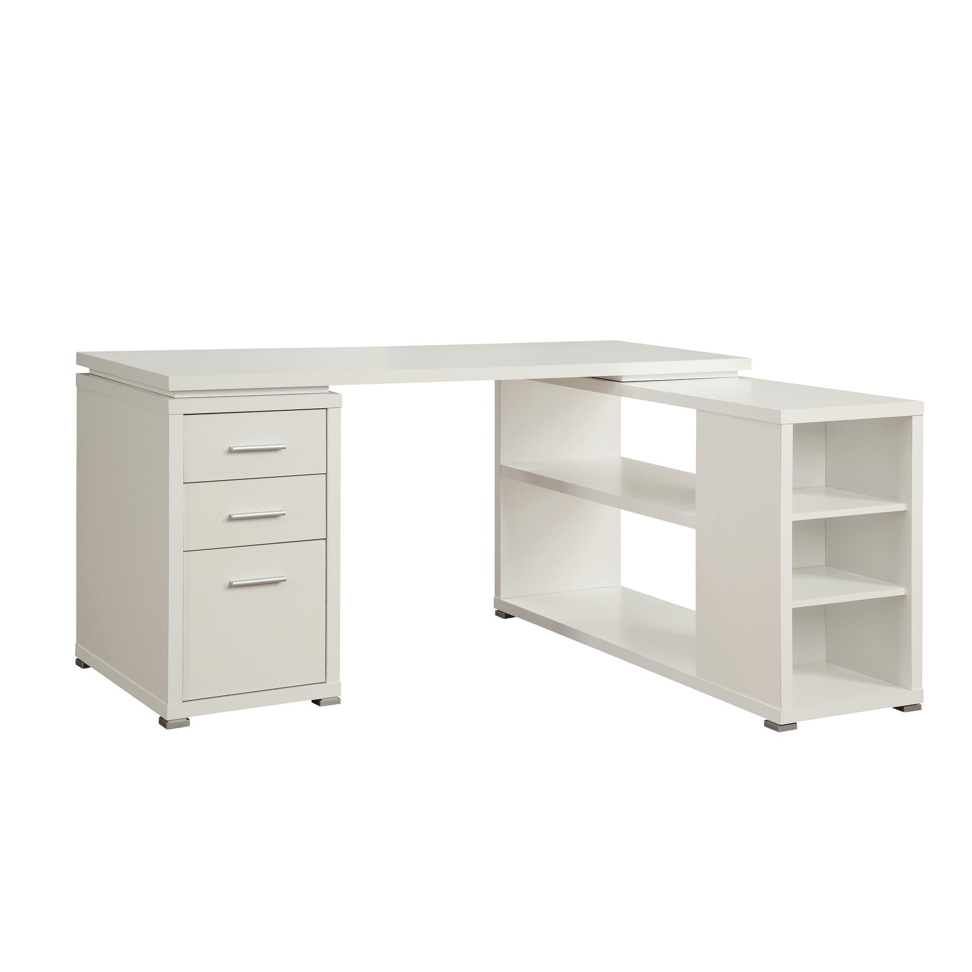 Coaster Furniture Yvette 800516 60-inch 3-Drawer L-Shape Computer Desk - White - Image 1