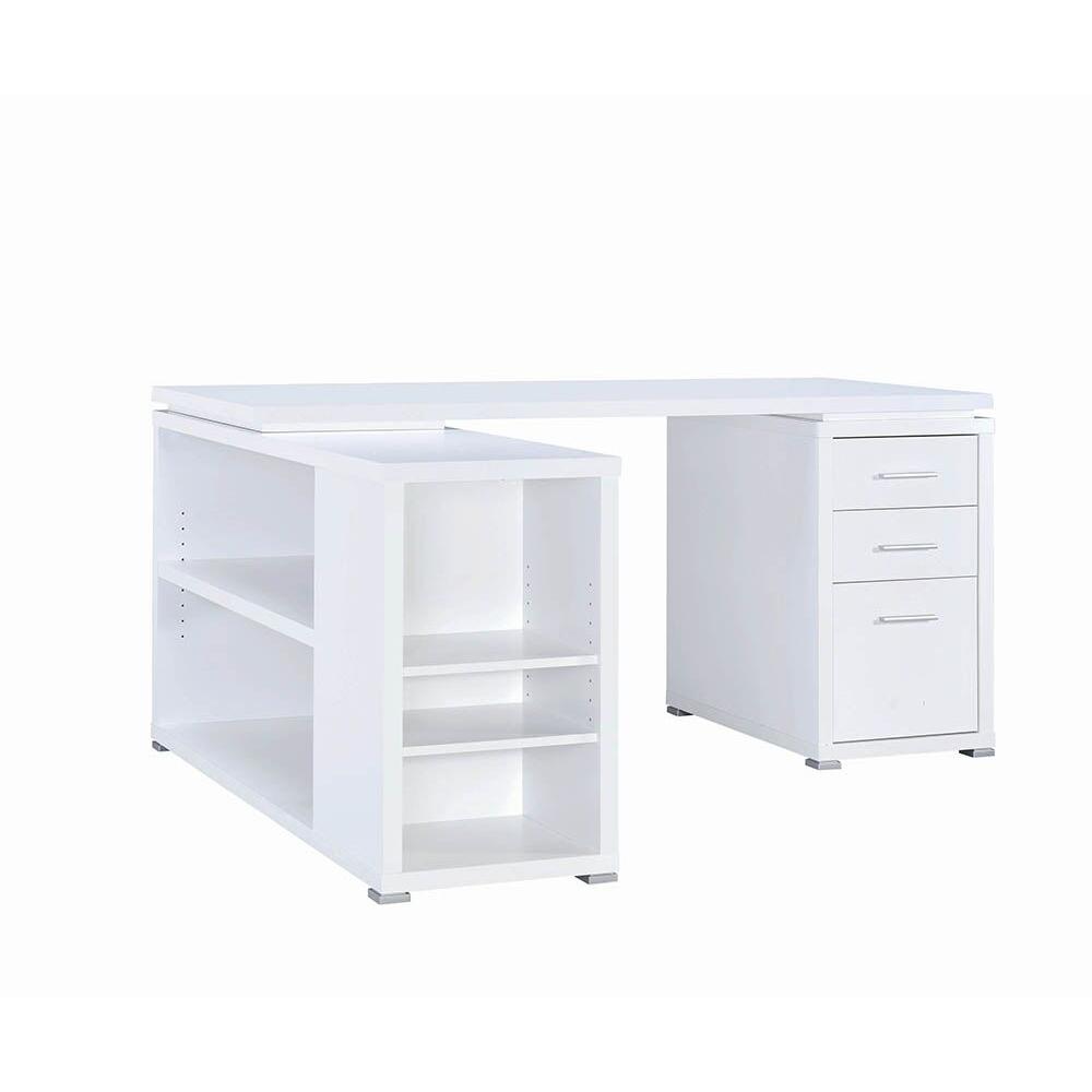 Coaster Furniture Yvette 800516 60-inch 3-Drawer L-Shape Computer Desk - White - Image 2