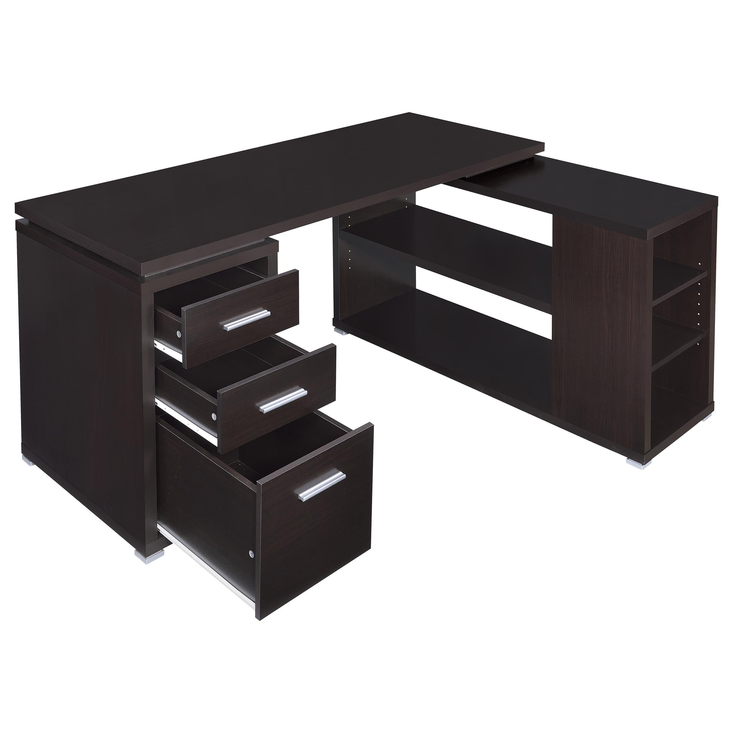 Coaster Furniture Yvette 800517 60-inch 3-Drawer L-Shape Computer Desk - Cappuccino - Image 2