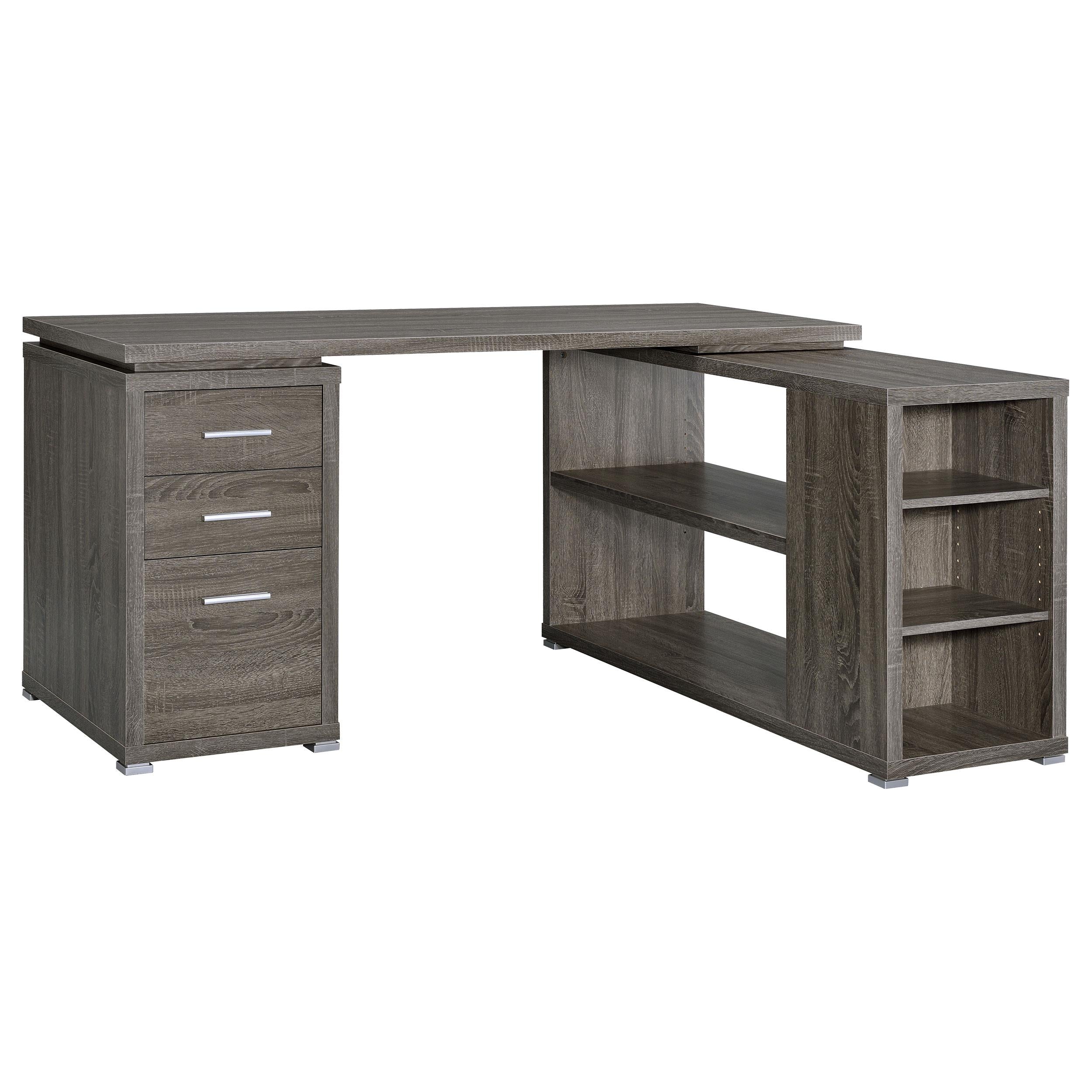 Coaster Furniture Yvette 800518 60-inch 3-Drawer L-Shape Computer Desk - Weathered Grey - Image 1