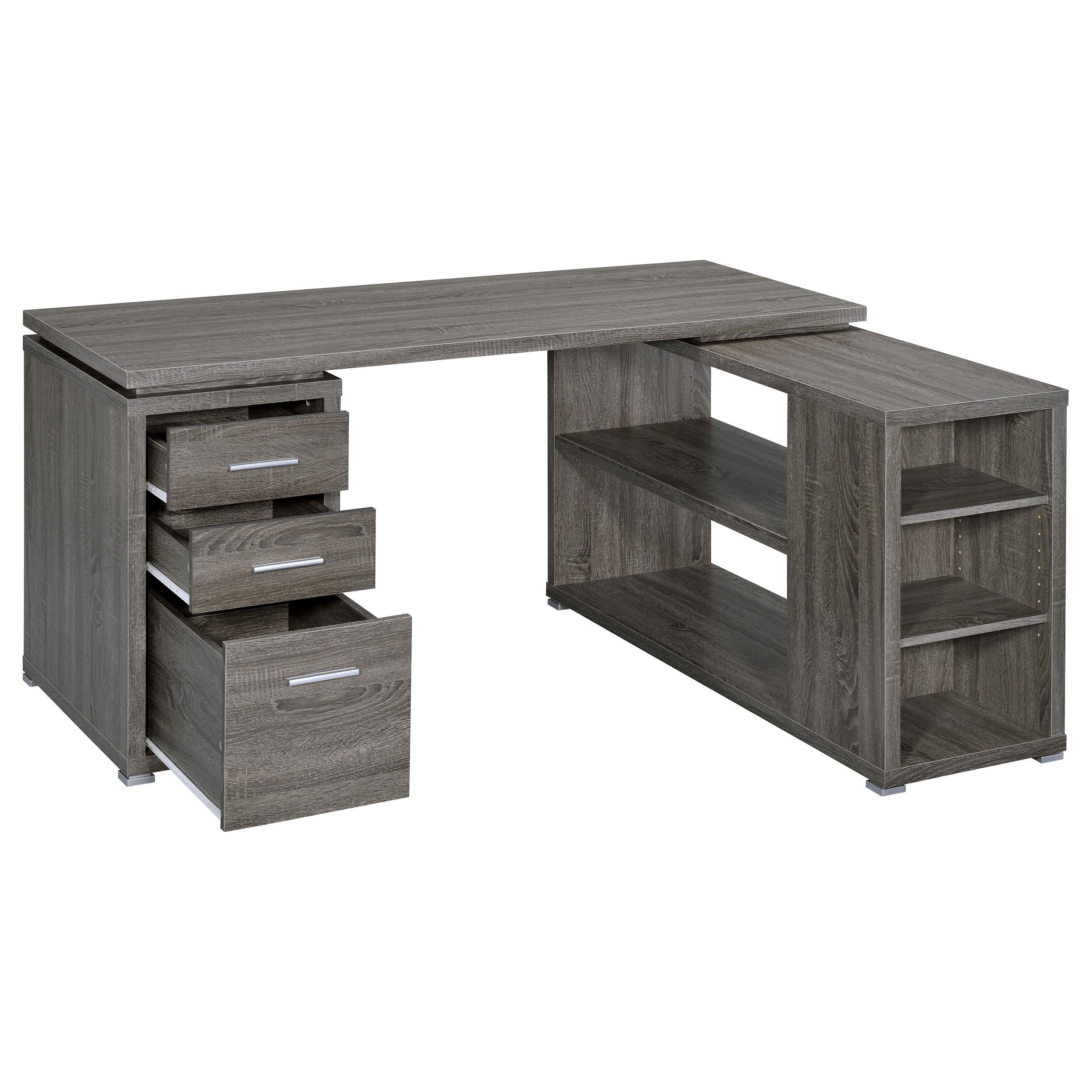 Coaster Furniture Yvette 800518 60-inch 3-Drawer L-Shape Computer Desk - Weathered Grey - Image 2
