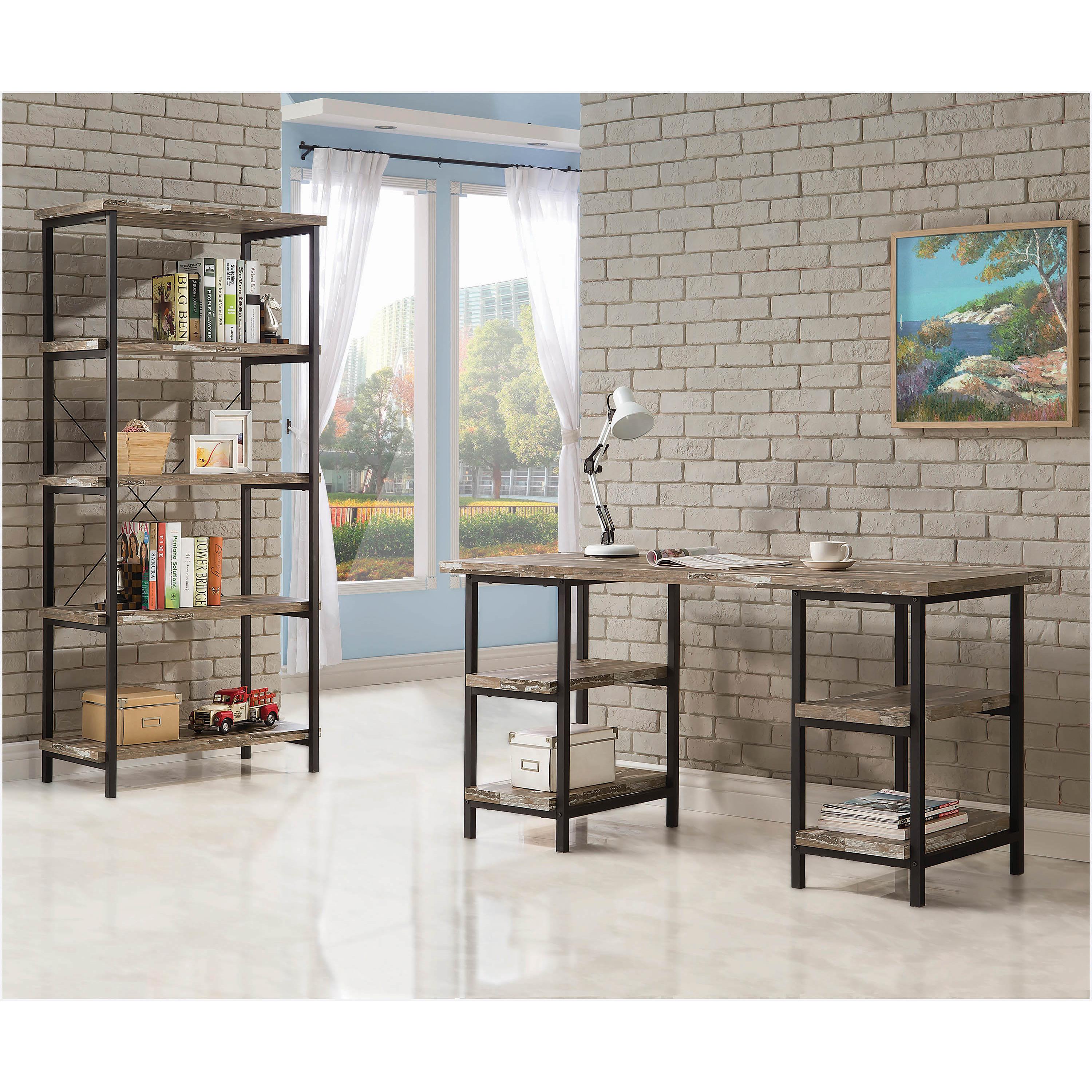 Coaster Furniture Kemper 801551 59-inch 4-shelf Writing Desk - Weathered Brown - Image 3