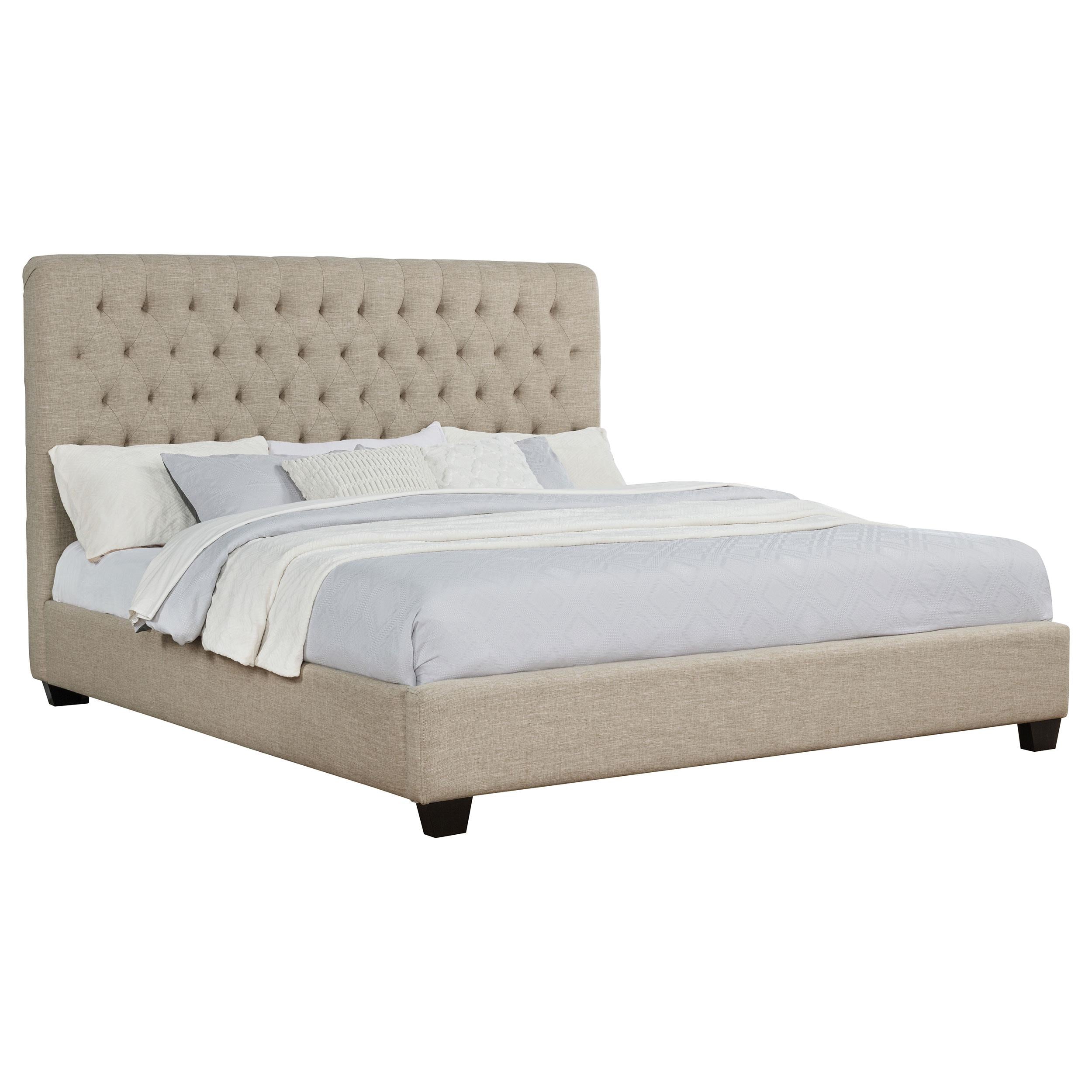 Coaster Furniture Chloe 300007KE Upholstered Eastern King Panel Bed - Oatmeal - Image 2