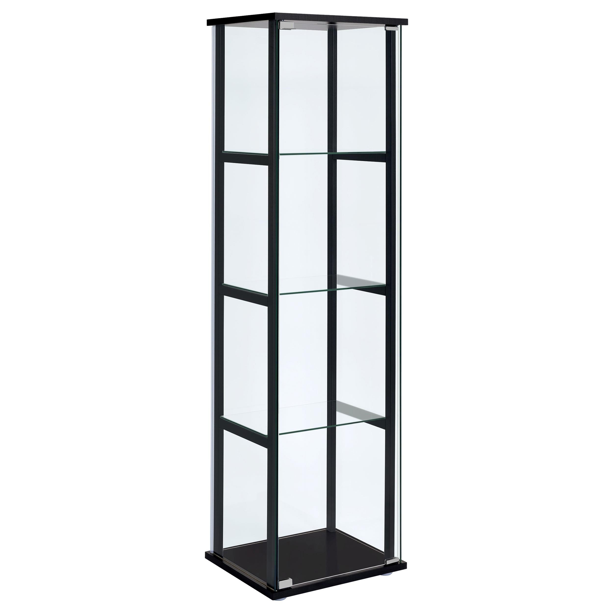 Coaster Furniture Cyclamen 950171 4-shelf Clear Glass Curio Display Cabinet – Black