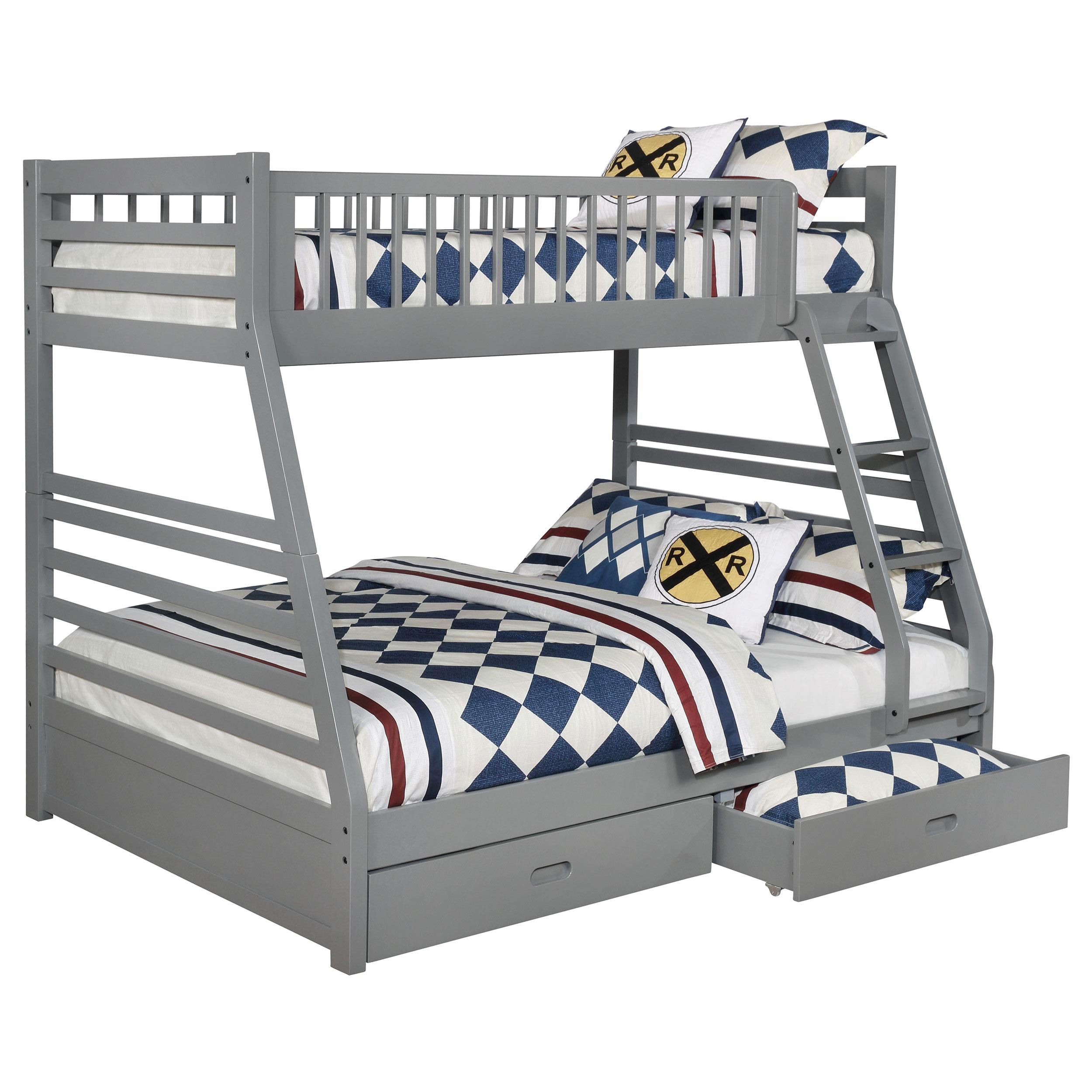 Coaster Furniture Ashton 460182 2-Drawer Wood Twin Over Full Bunk Bed - Grey - Image 2