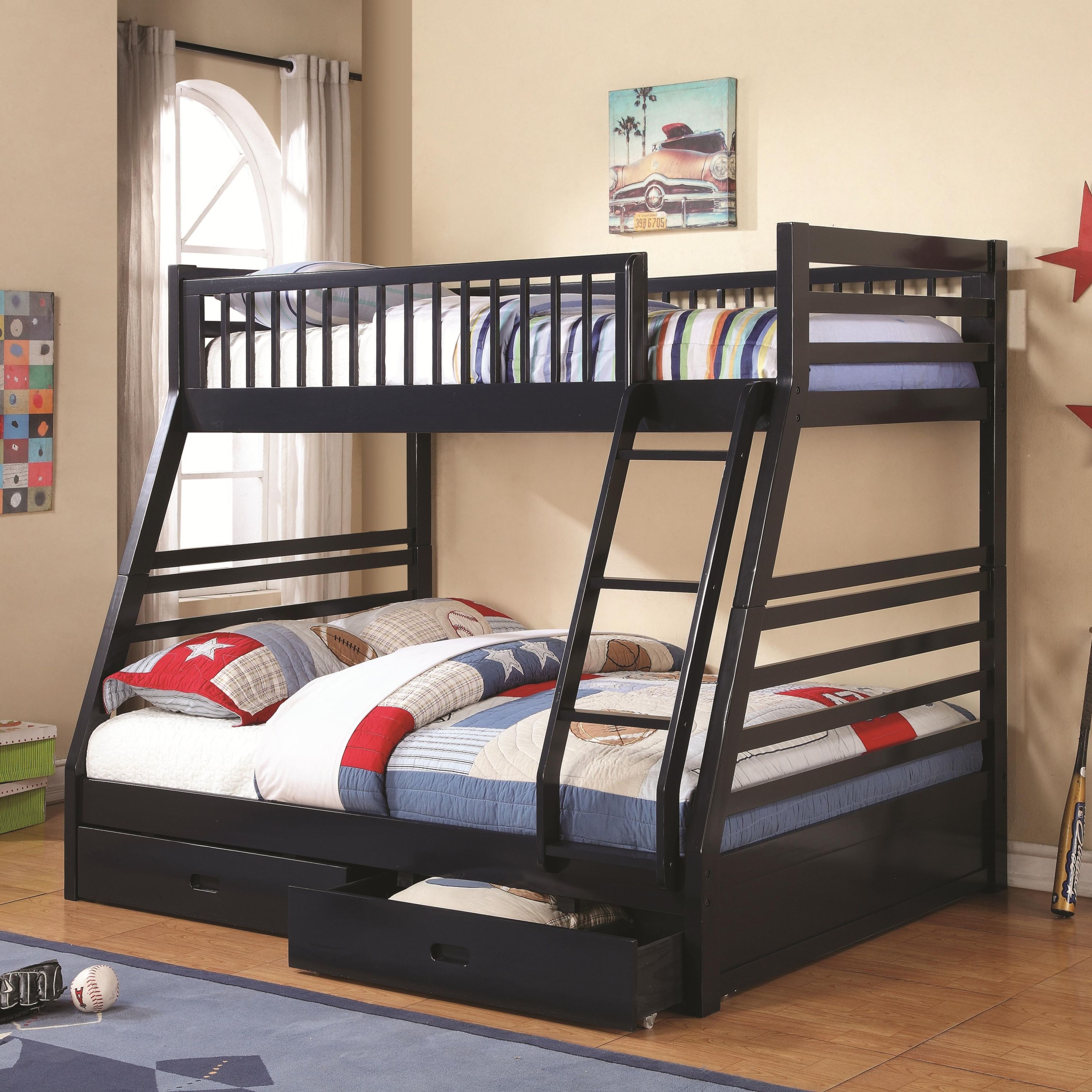 Coaster Furniture Ashton 460181 2-Drawer Wood Twin Over Full Bunk Bed – Navy Blue