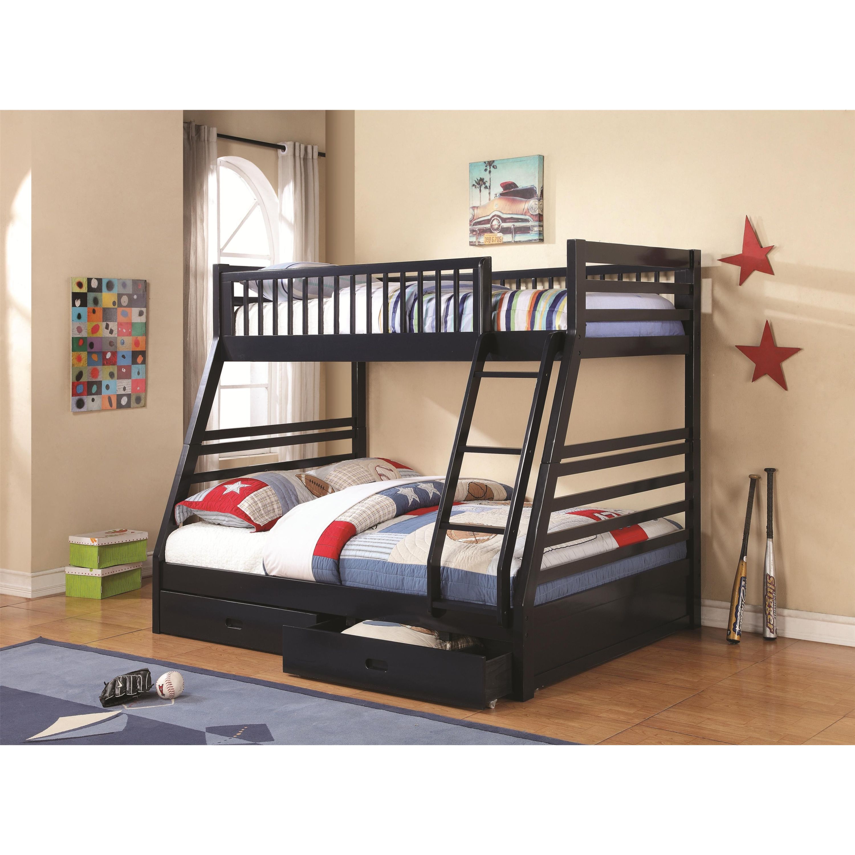 Coaster Furniture Ashton 460181 2-Drawer Wood Twin Over Full Bunk Bed - Navy Blue - Image 2