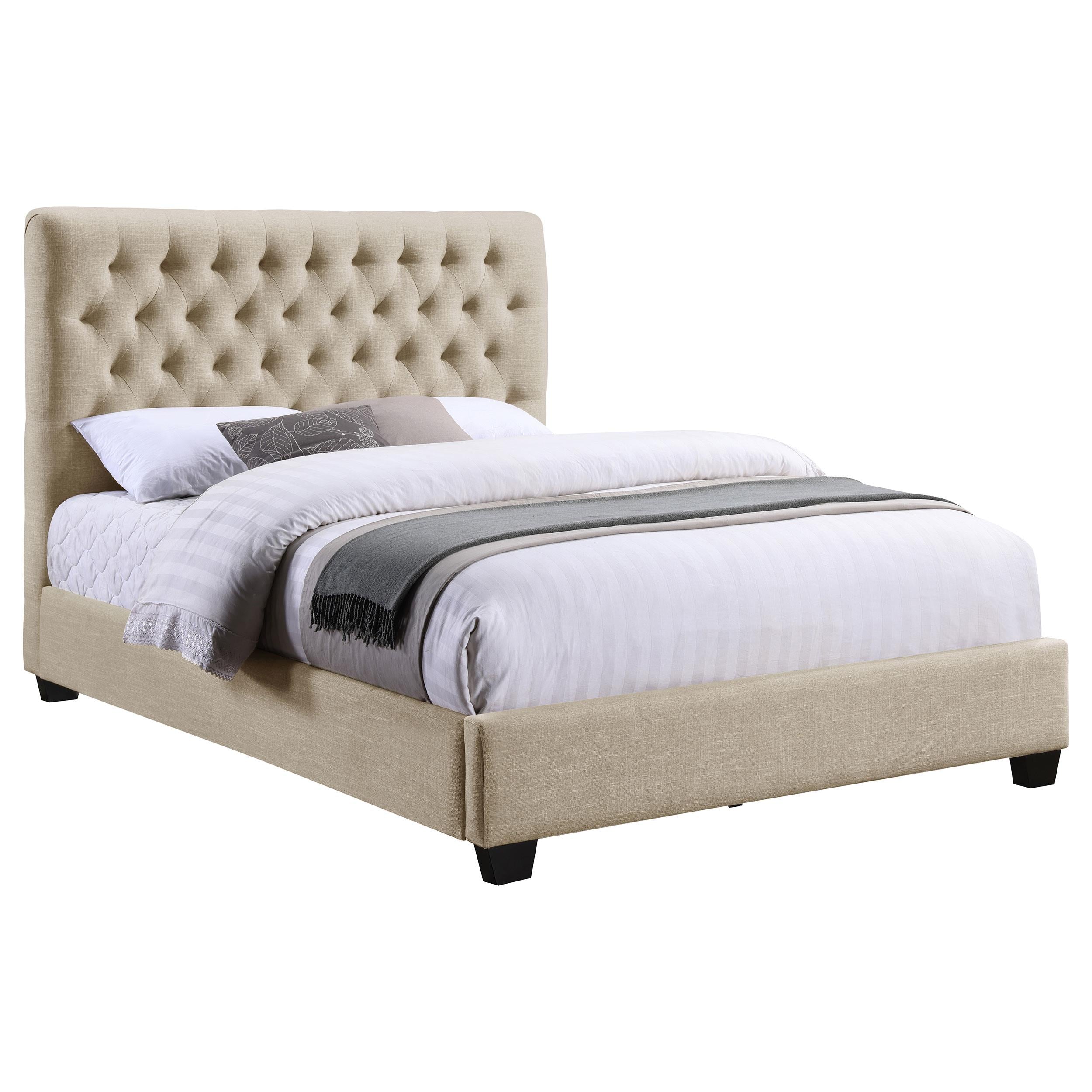 Coaster Furniture Chloe 300007Q Upholstered Queen Panel Bed - Oatmeal - Image 2