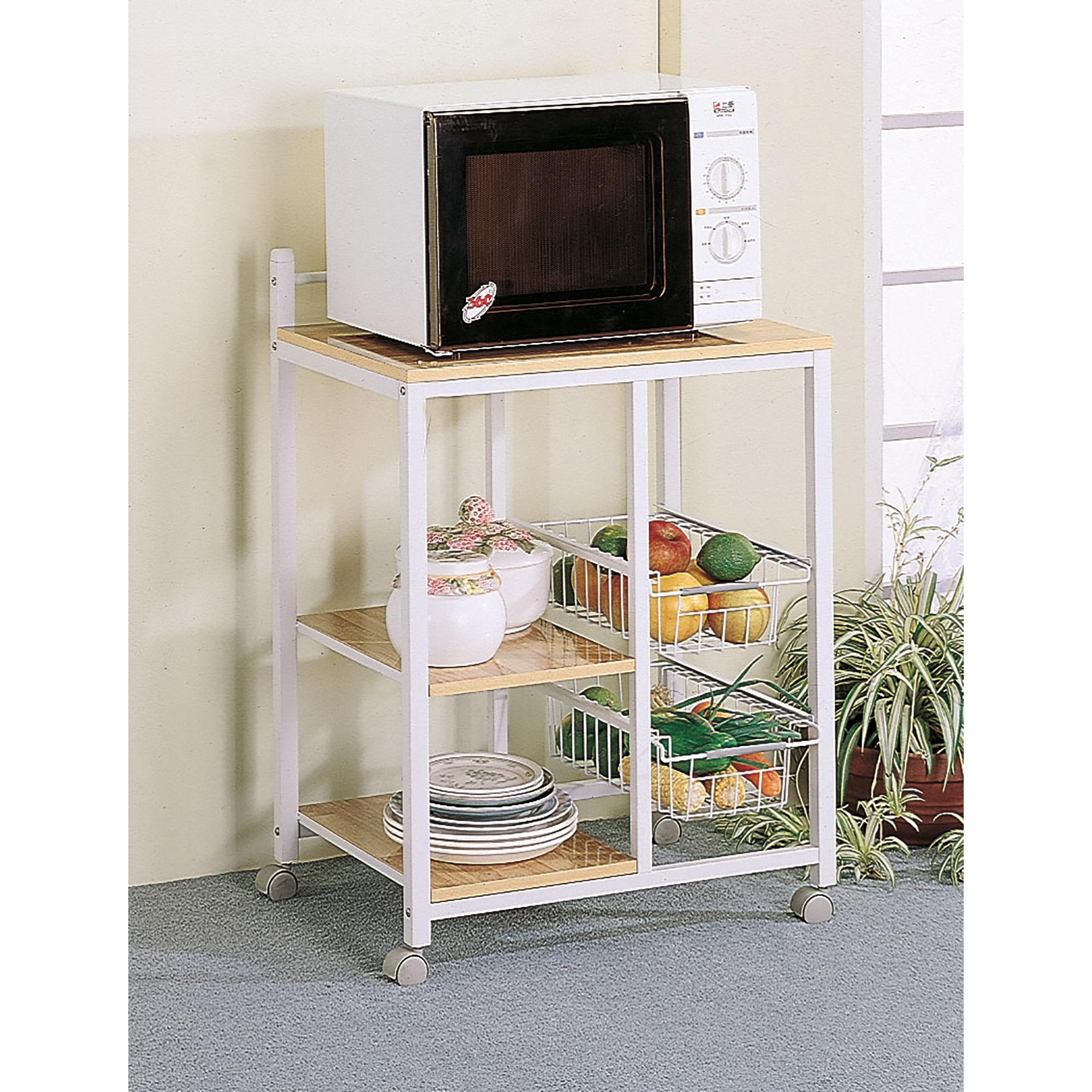 Coaster Furniture Kelvin 2506 2-shelf Mobile Kitchen Cart - Natural Brown and White - Image 1