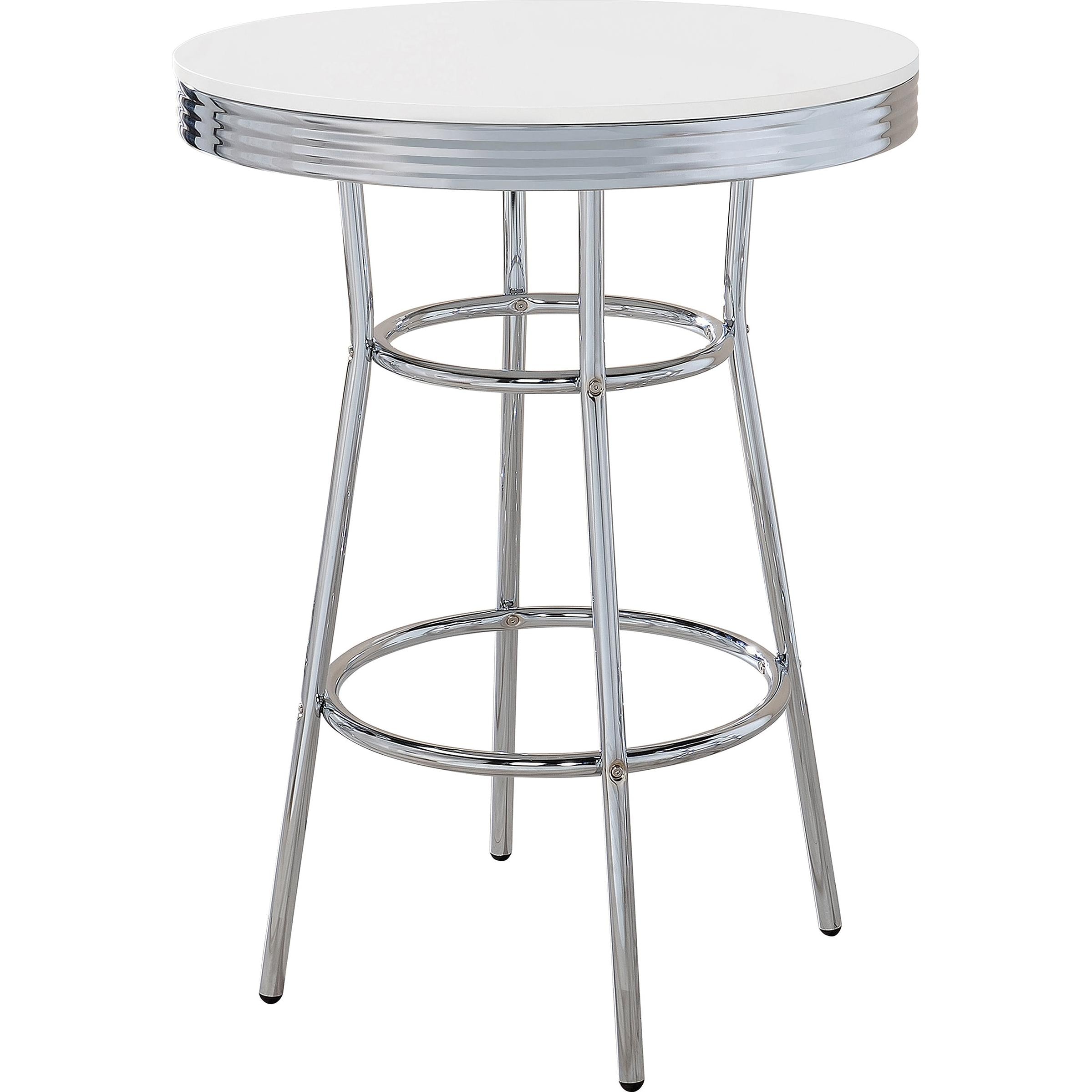 Coaster Furniture Retro 2300 Round 30-inch 1950's Bistro Pub Height Bar Table - White - Image 1