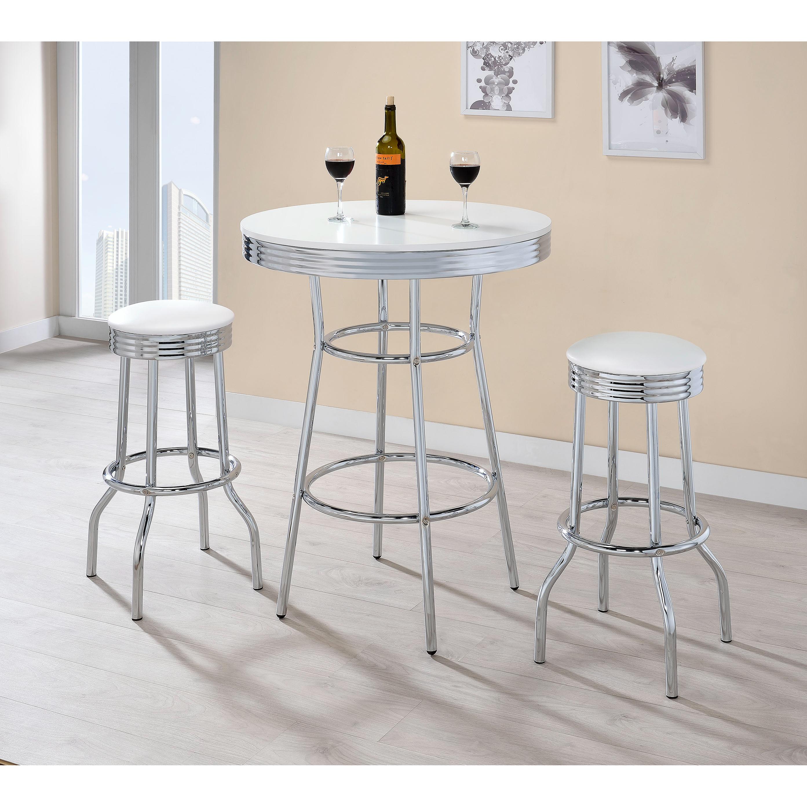 Coaster Furniture Retro 2300 Round 30-inch 1950's Bistro Pub Height Bar Table - White - Image 2