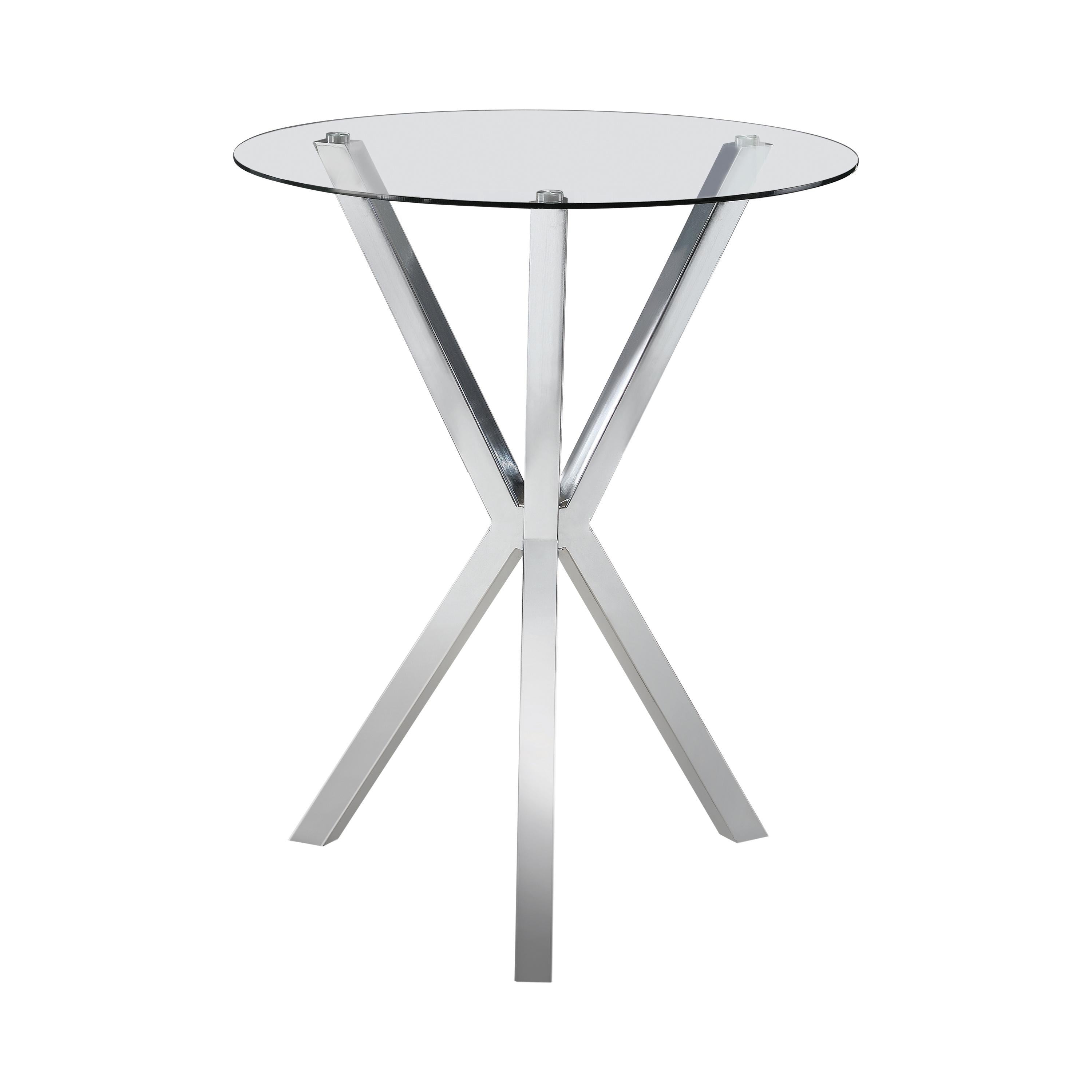 Coaster Furniture Denali 100186 Round 35-inch Glass Top Bistro Bar Table - Chrome - Image 1