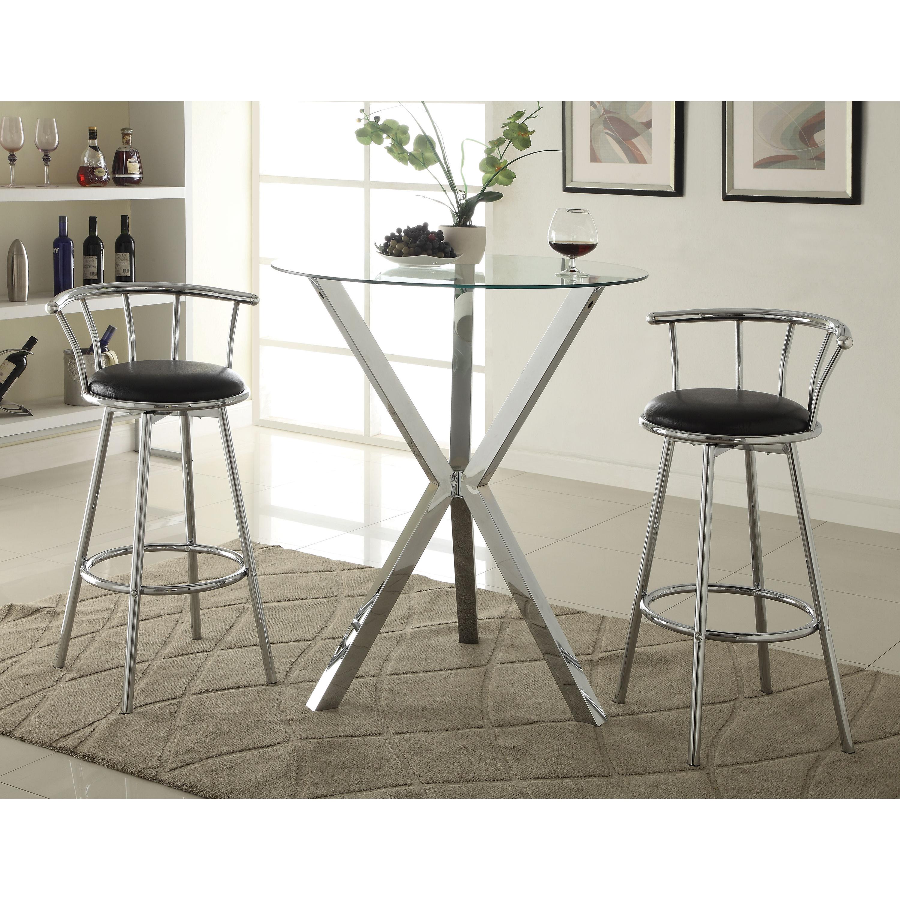 Coaster Furniture Denali 100186 Round 35-inch Glass Top Bistro Bar Table - Chrome - Image 3