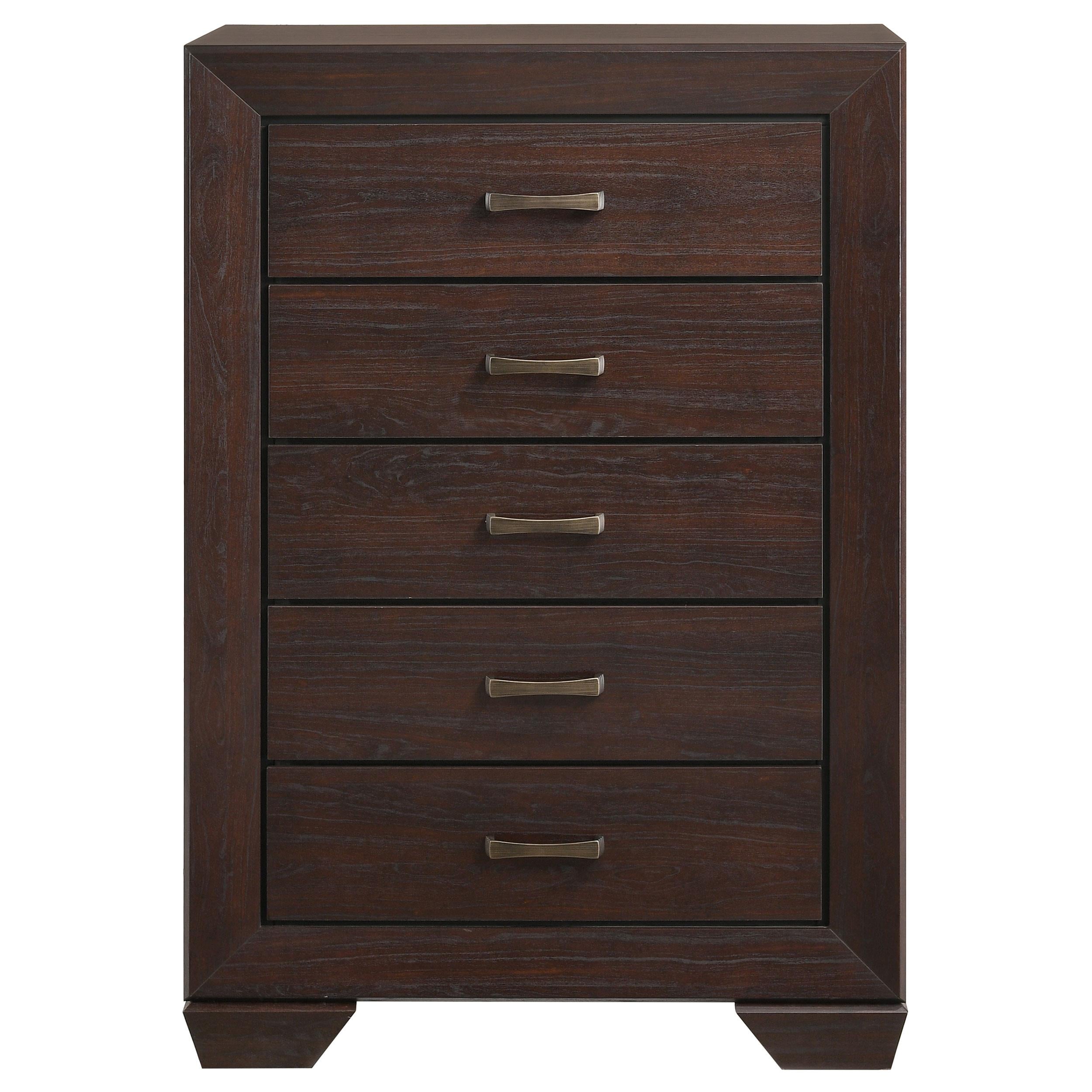 Coaster Furniture Kauffman 204395 5-Drawer Bedroom Chest - Dark Cocoa - Image 2