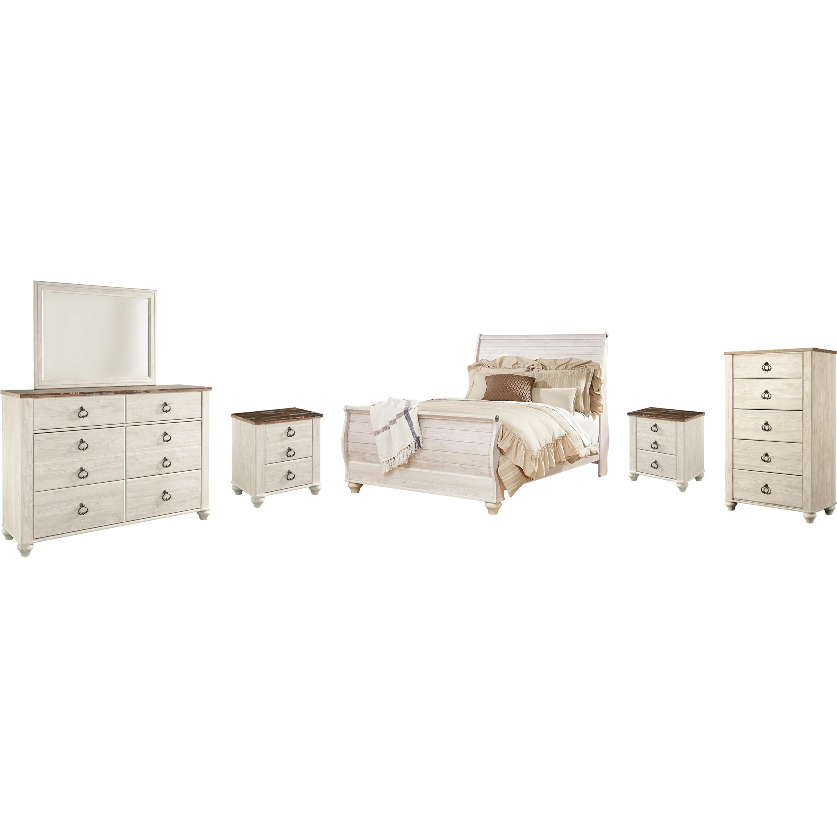 Signature Design by Ashley Willowton B267B56 8 pc Queen Sleigh Bedroom Set - Image 1