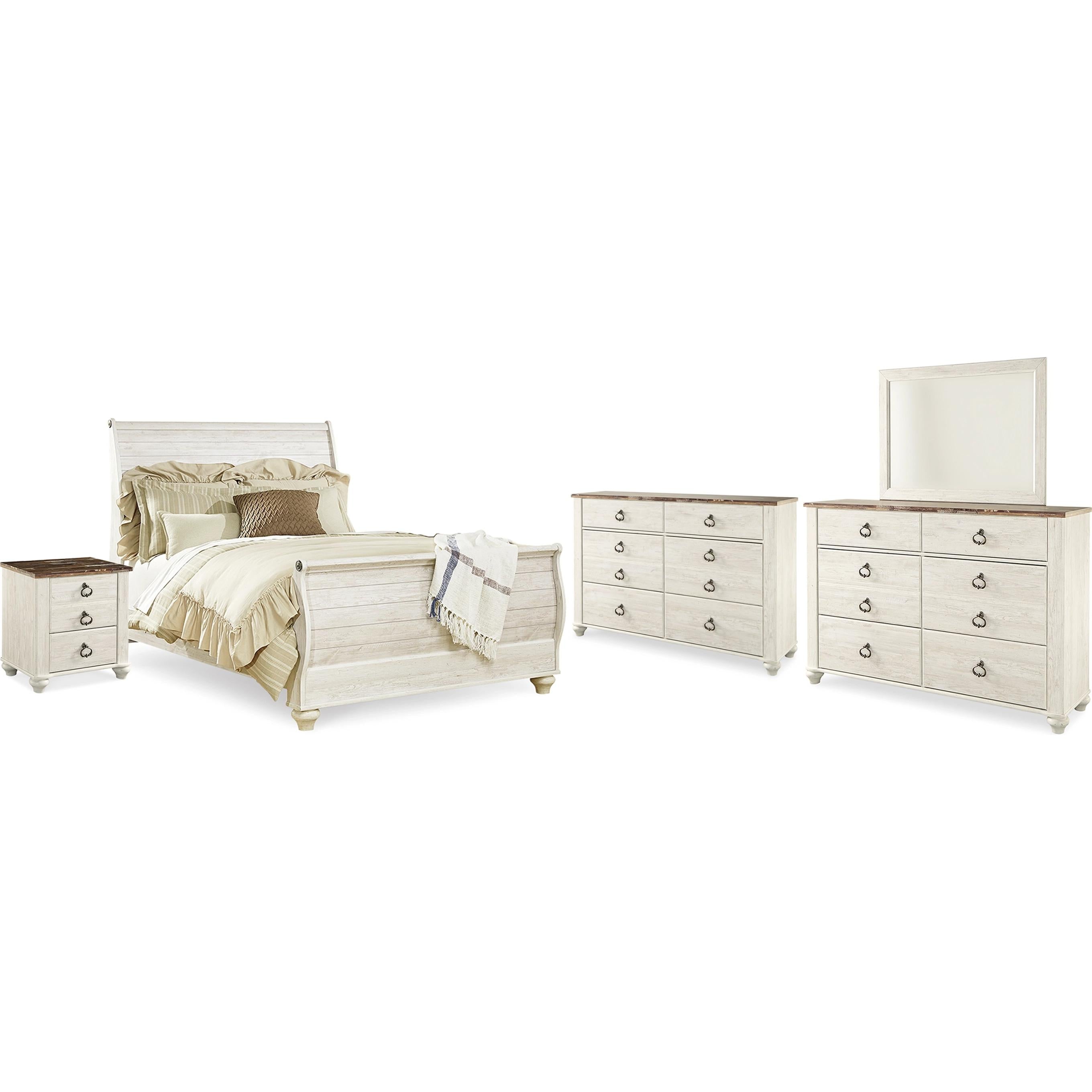 Signature Design by Ashley Willowton B267B58 8 pc Queen Sleigh Bedroom Set - Image 1