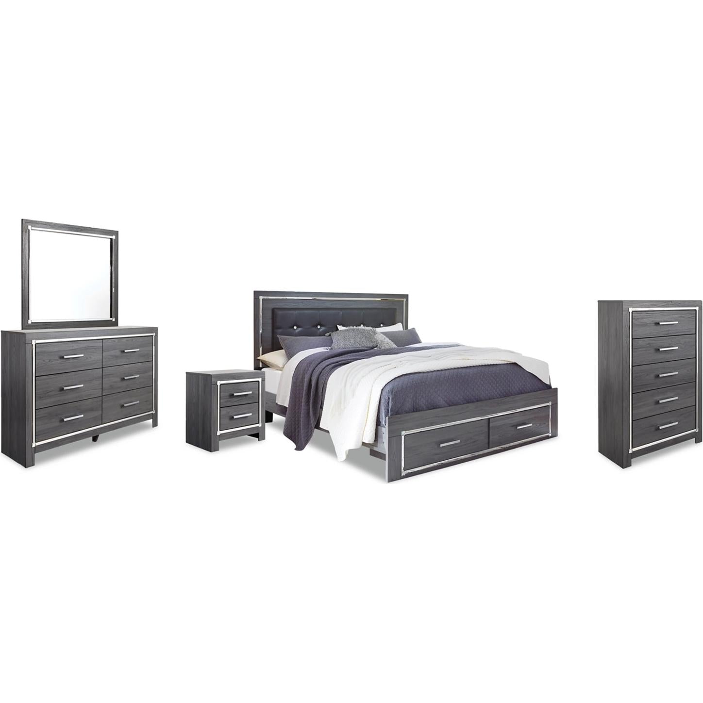 Signature Design by Ashley Lodanna B214B25 7 pc King Panel Storage Bedroom Set - Image 1