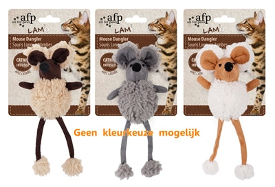 AFP Mouse Dangler Lambswool With Catnip Assorted