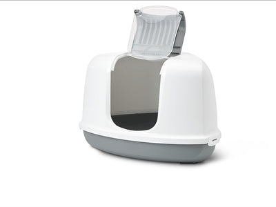 Savic Corner Cat Litter Box Nestor Gray/White - Image 2