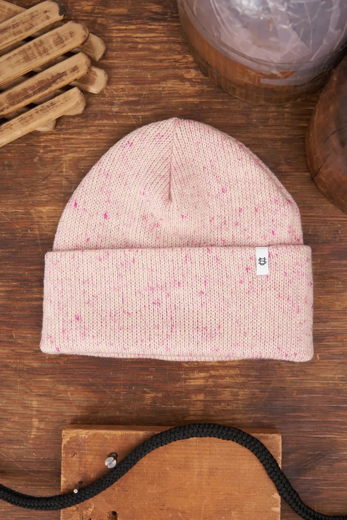 Cherry Blossom Tweed Ragg Wool Beanie - Image 2