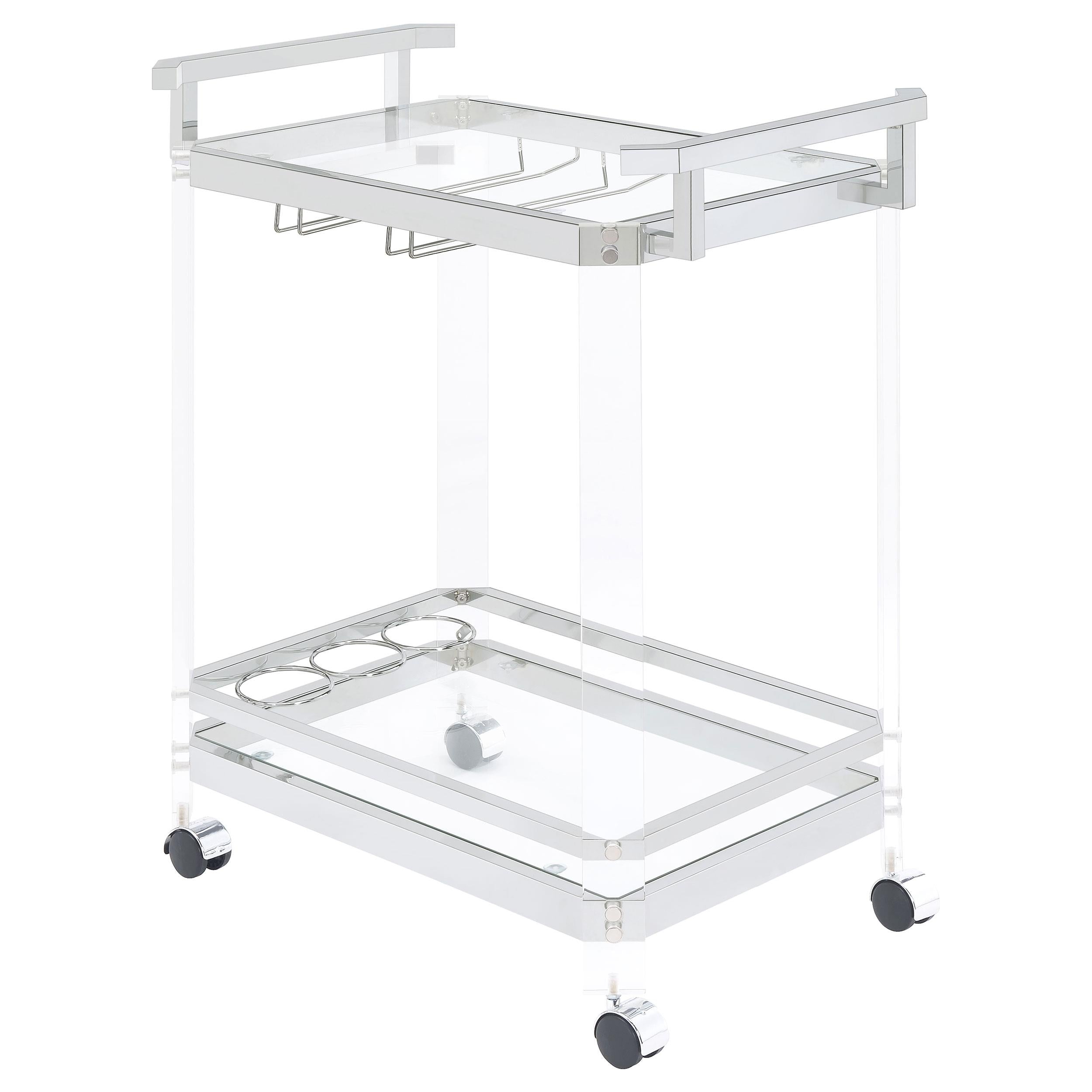 Coaster Furniture Jefferson 902589 2-tier Glass Shelf Acrylic Bar Cart – Chrome
