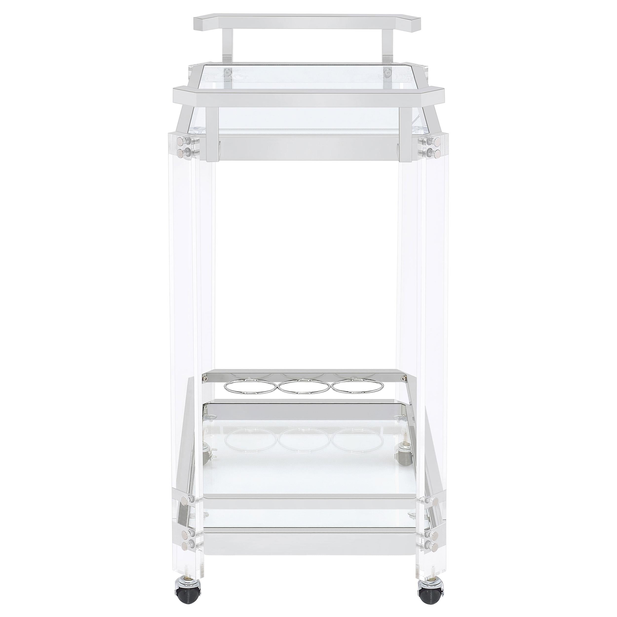 Coaster Furniture Jefferson 902589 2-tier Glass Shelf Acrylic Bar Cart - Chrome - Image 2