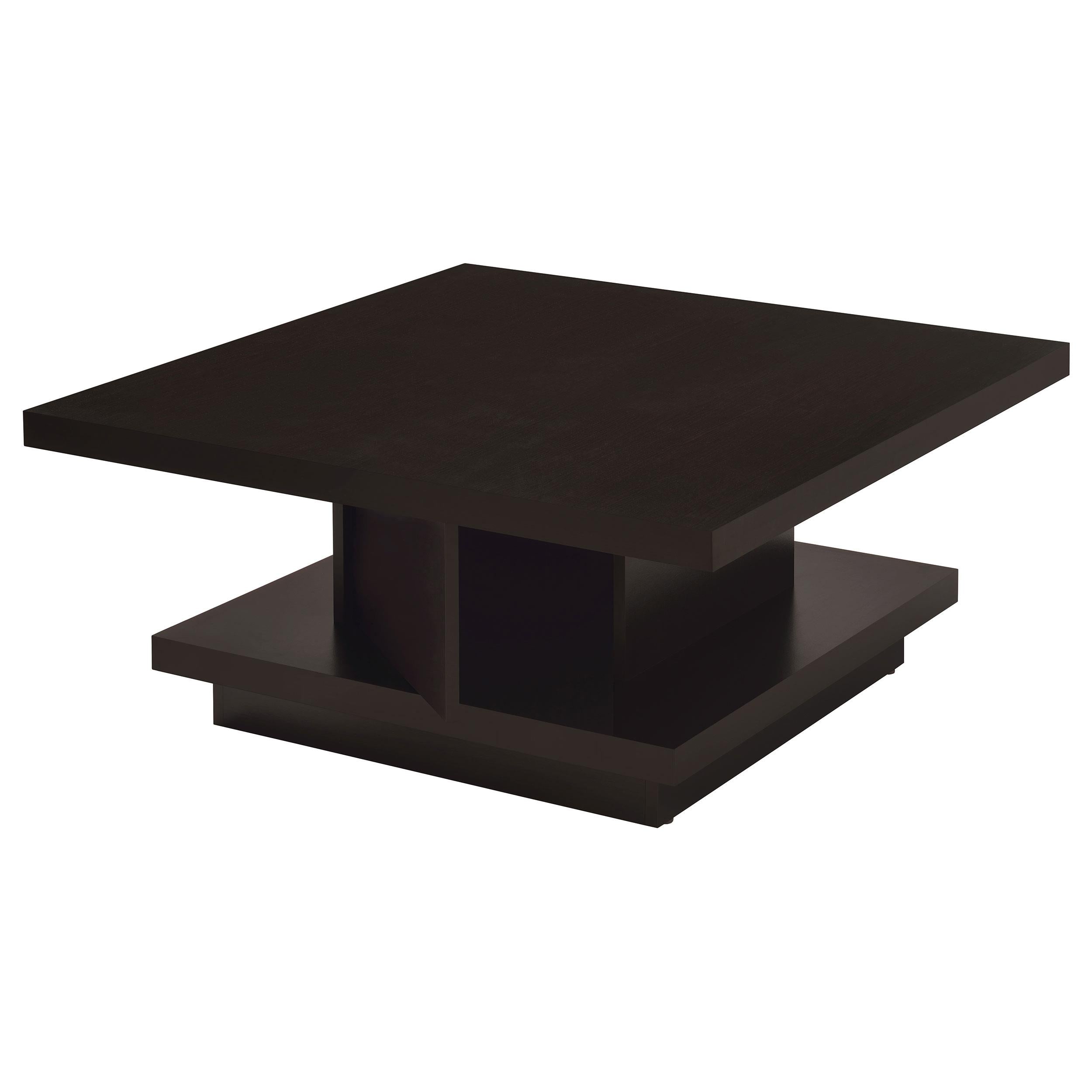Coaster Furniture Reston 705168 Square Engineered Wood Coffee Table - Cappuccino - Image 2
