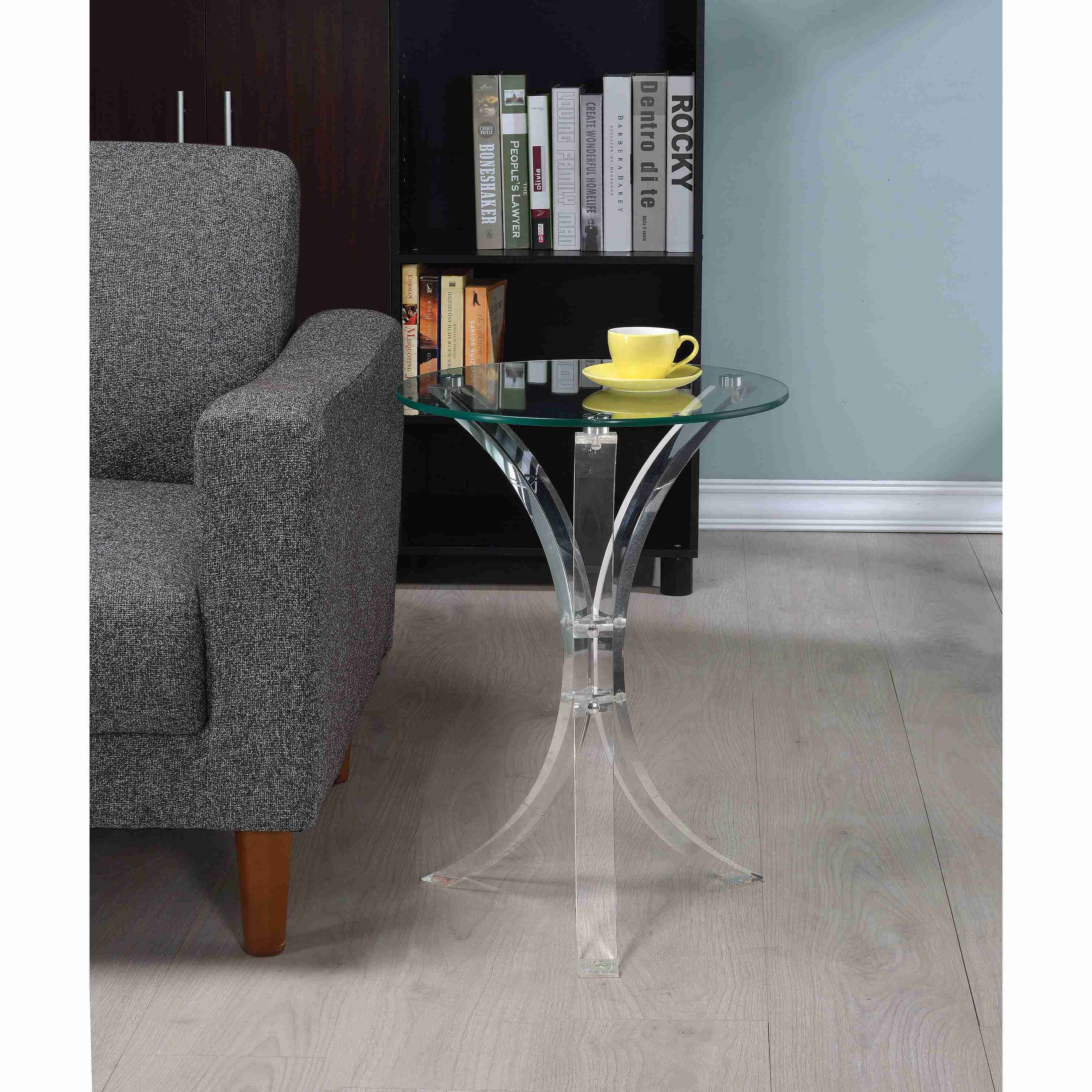 Coaster Furniture Laning 900490 Round Glass Top Acrylic Side Table - Clear - Image 1