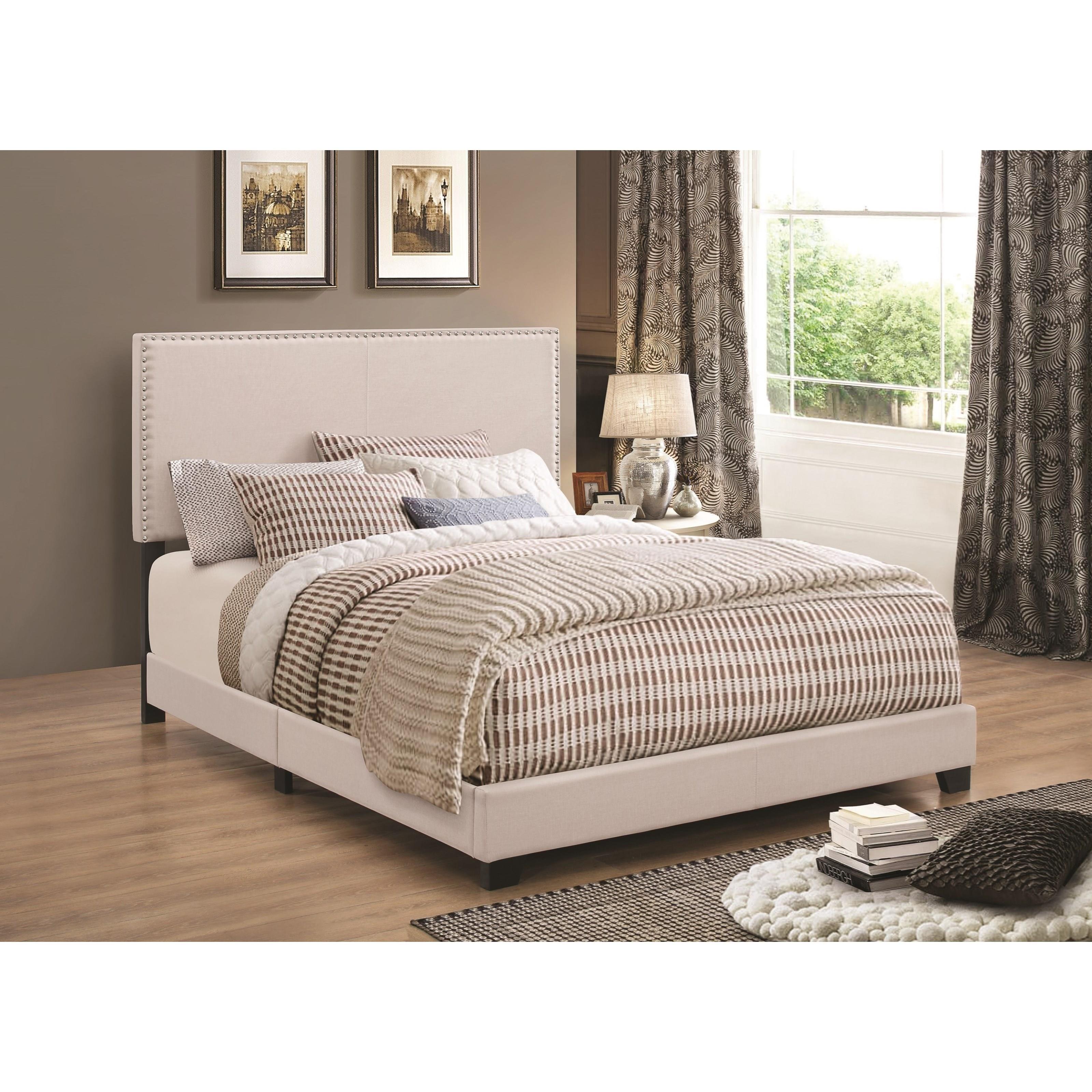 Coaster Furniture Boyd 350051T Upholstered Twin Panel Bed - Ivory - Image 1