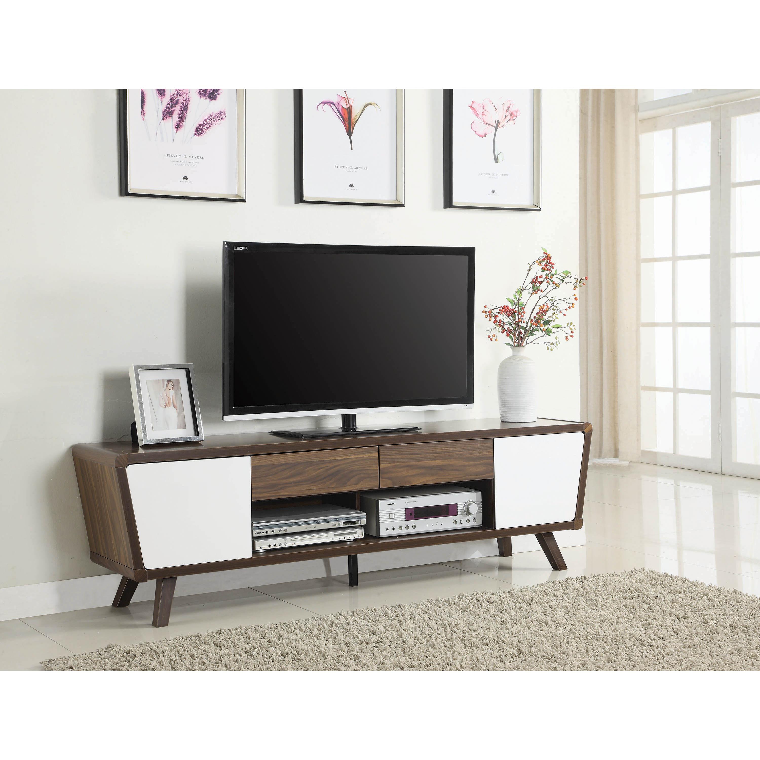 Coaster Furniture Alvin 700793 2-door Engineered Wood 74″ TV Stand – Dark Walnut