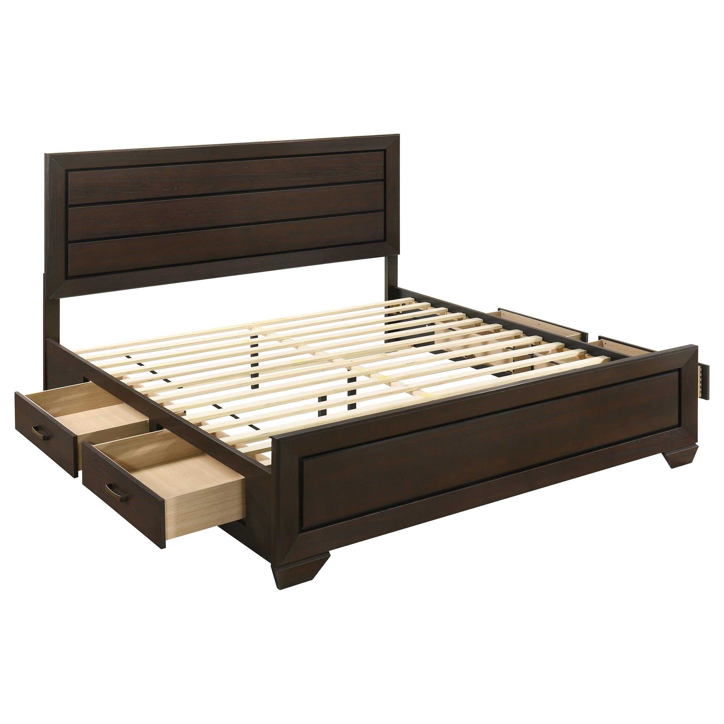 Coaster Furniture Kauffman 204390KE Wood Eastern King Storage Panel Bed - Dark Cocoa - Image 2