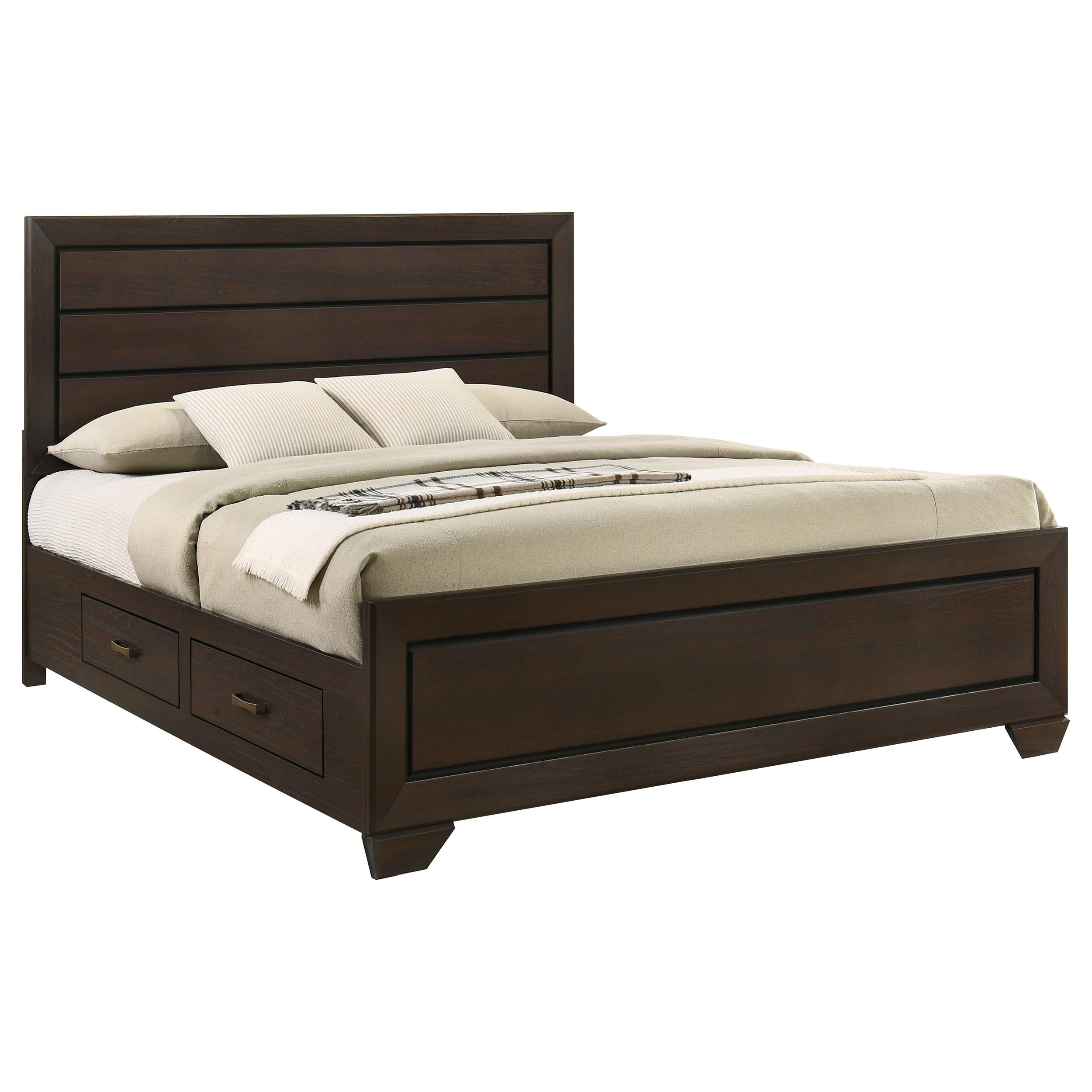 Coaster Furniture Kauffman 204390KE Wood Eastern King Storage Panel Bed - Dark Cocoa - Image 3