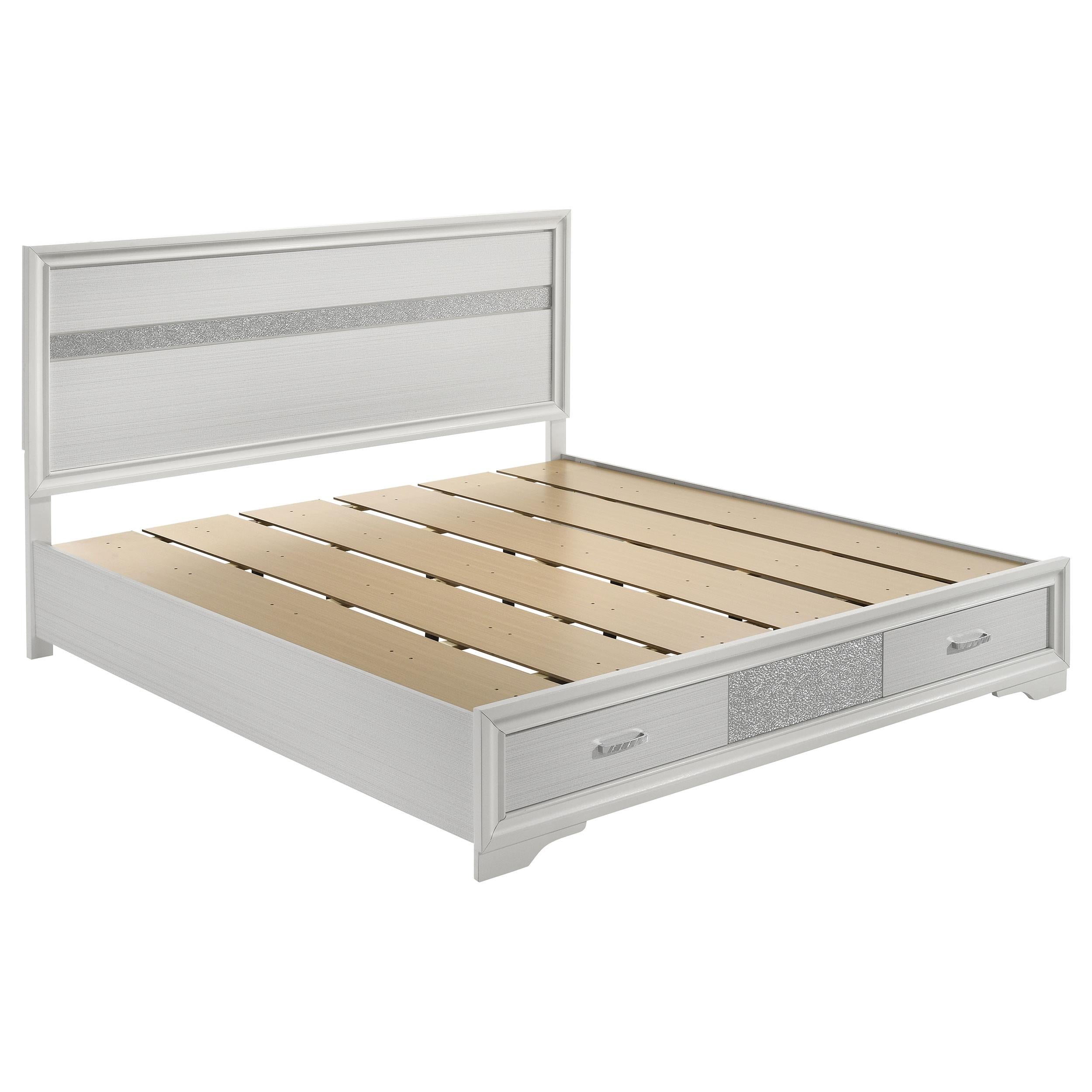 Coaster Furniture Miranda 205111KE 51-inch Wood Eastern King Storage Panel Bed - White - Image 1