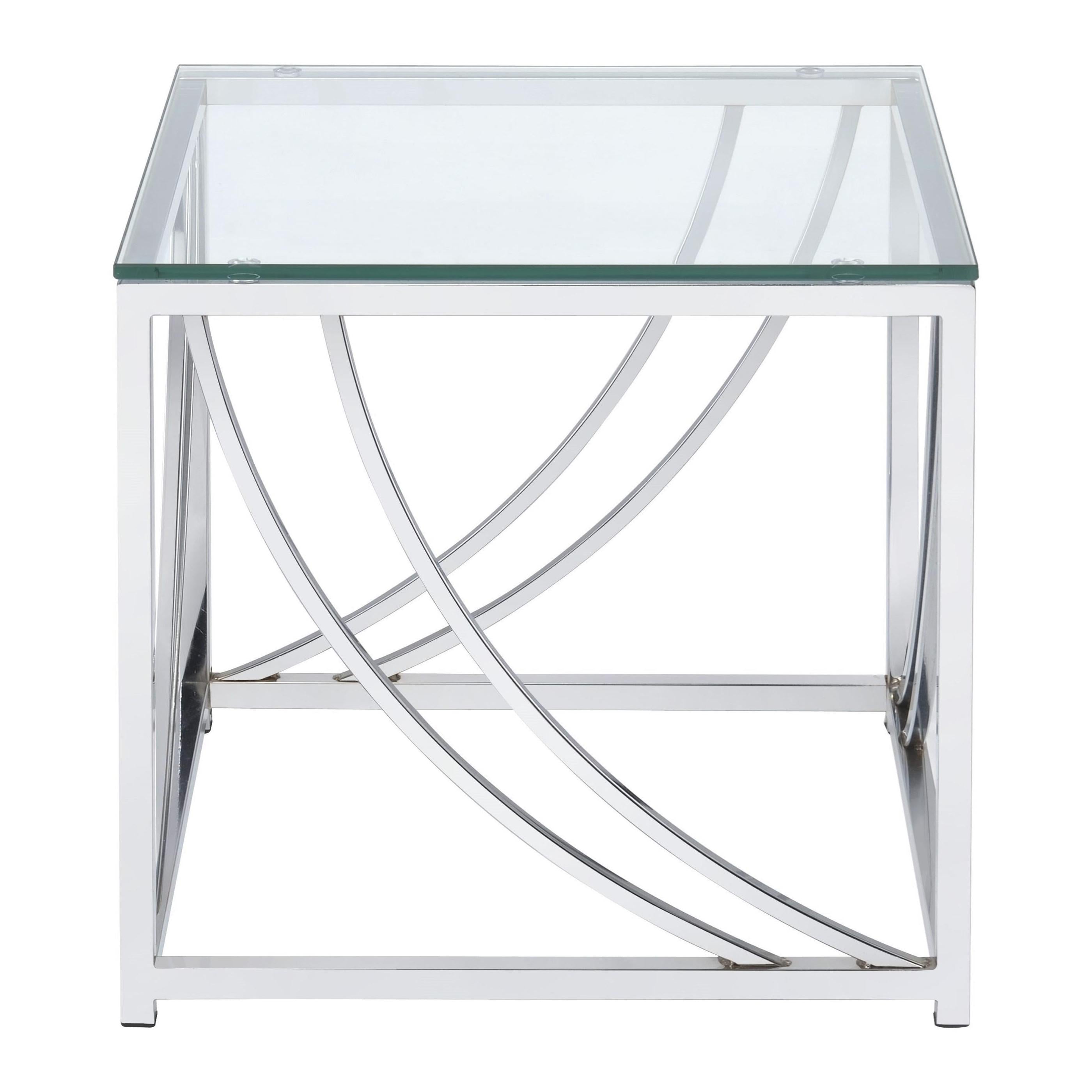 Coaster Furniture Lille 720497 Square Glass Top Side End Table - Chrome - Image 1