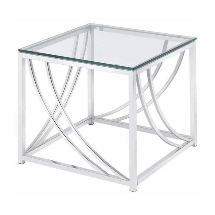 Coaster Furniture Lille 720497 Square Glass Top Side End Table - Chrome - Image 2