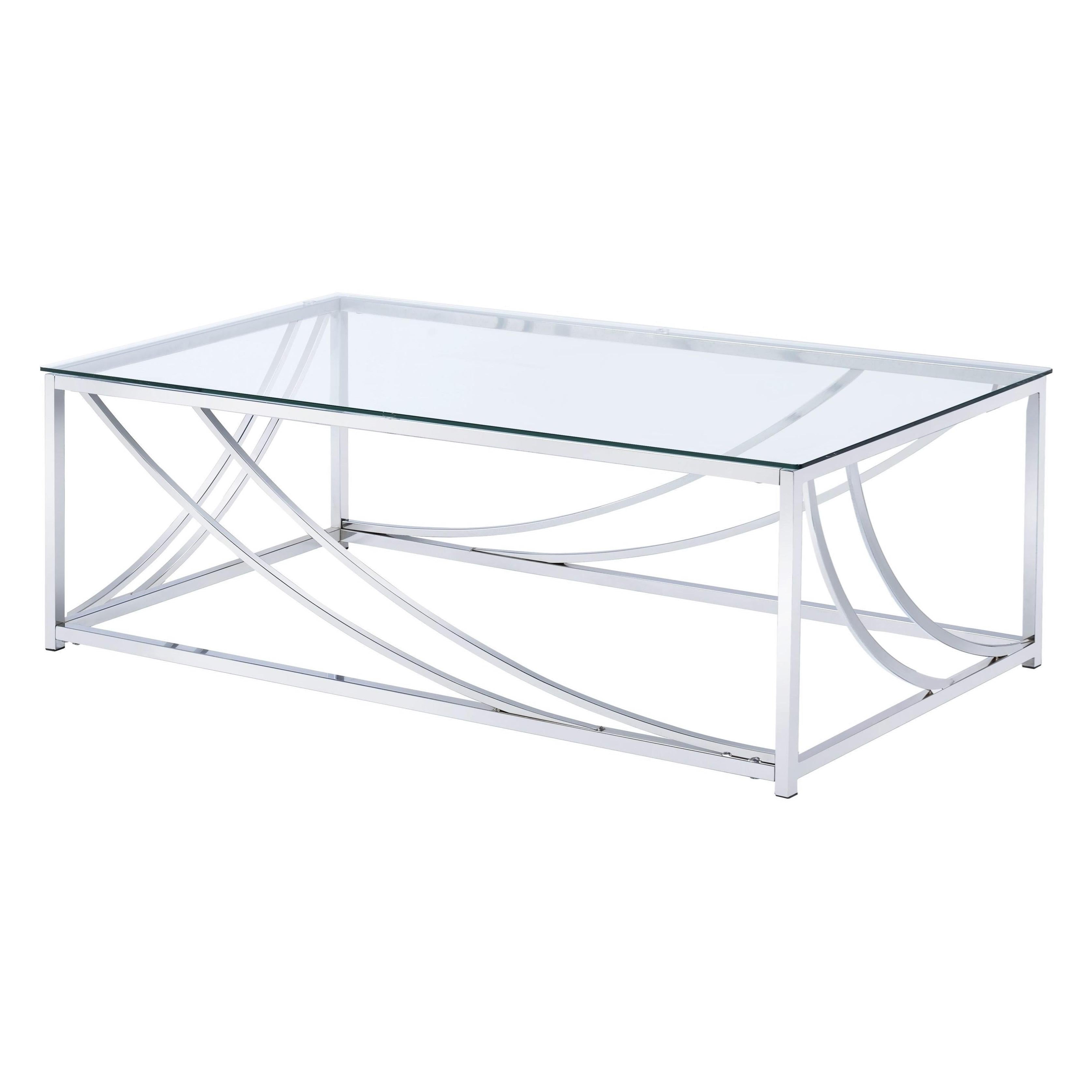 Coaster Furniture Lille 720498 Rectangular Glass Top Coffee Table - Chrome - Image 1