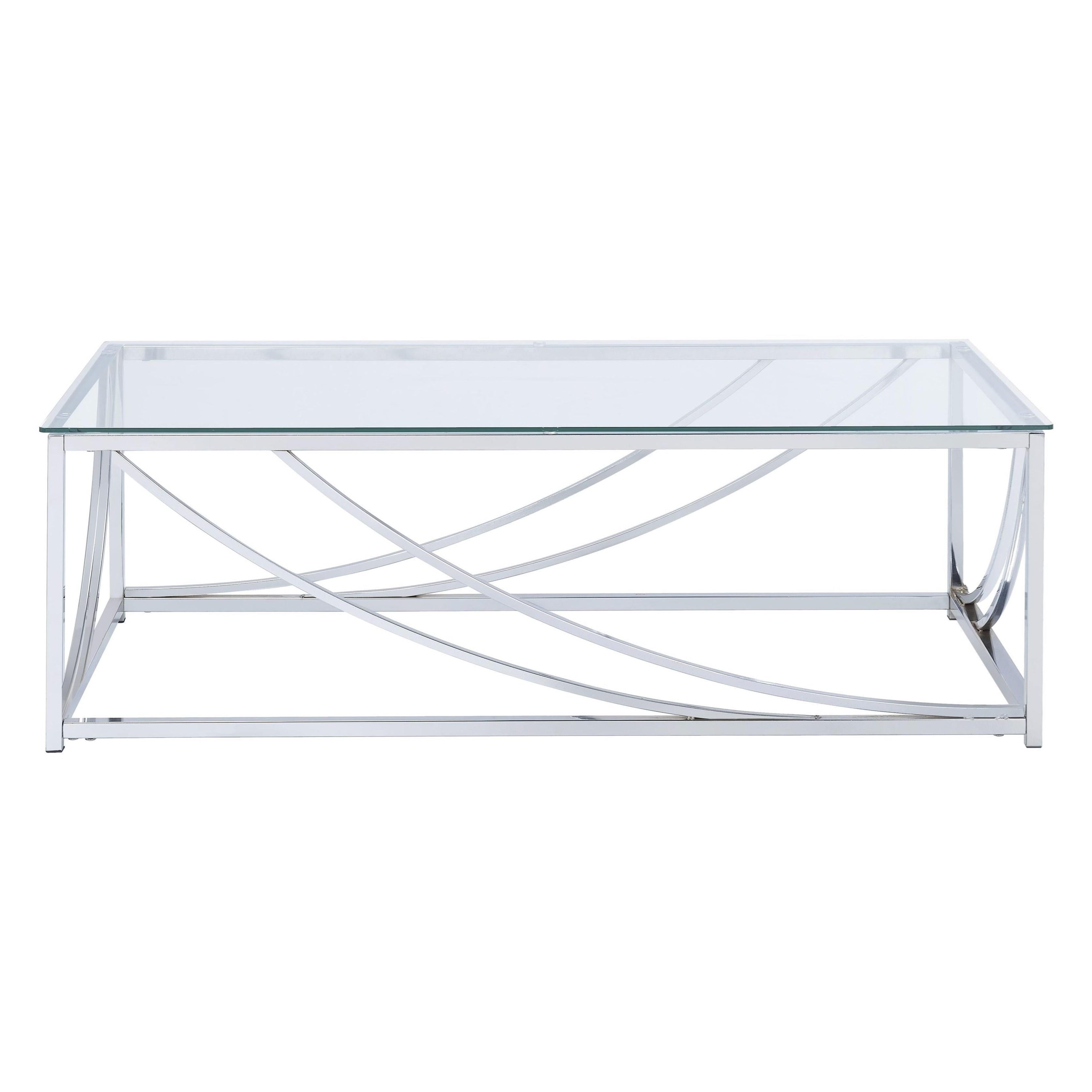 Coaster Furniture Lille 720498 Rectangular Glass Top Coffee Table - Chrome - Image 2